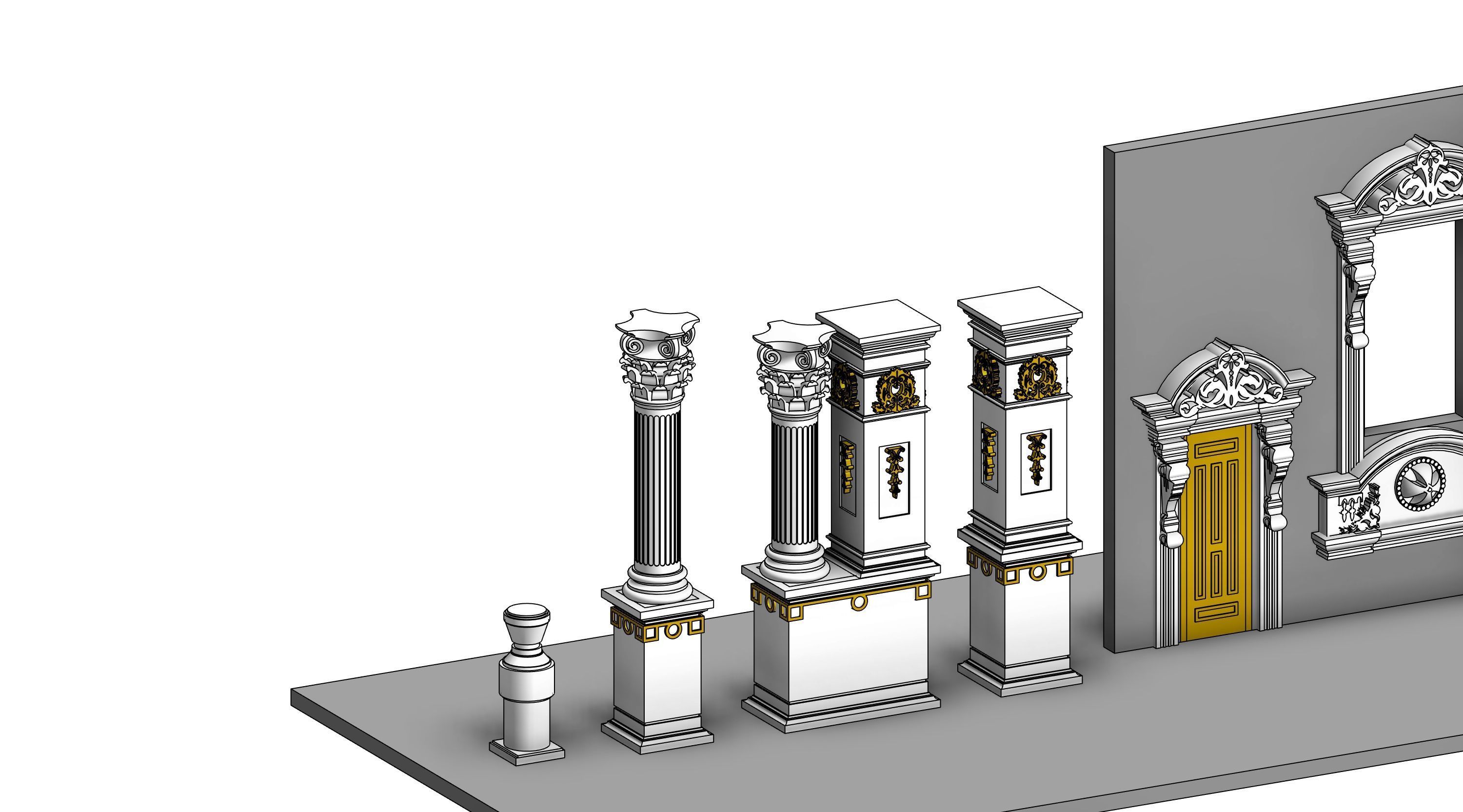 Classical House Revit Family Parameter 3D model_12