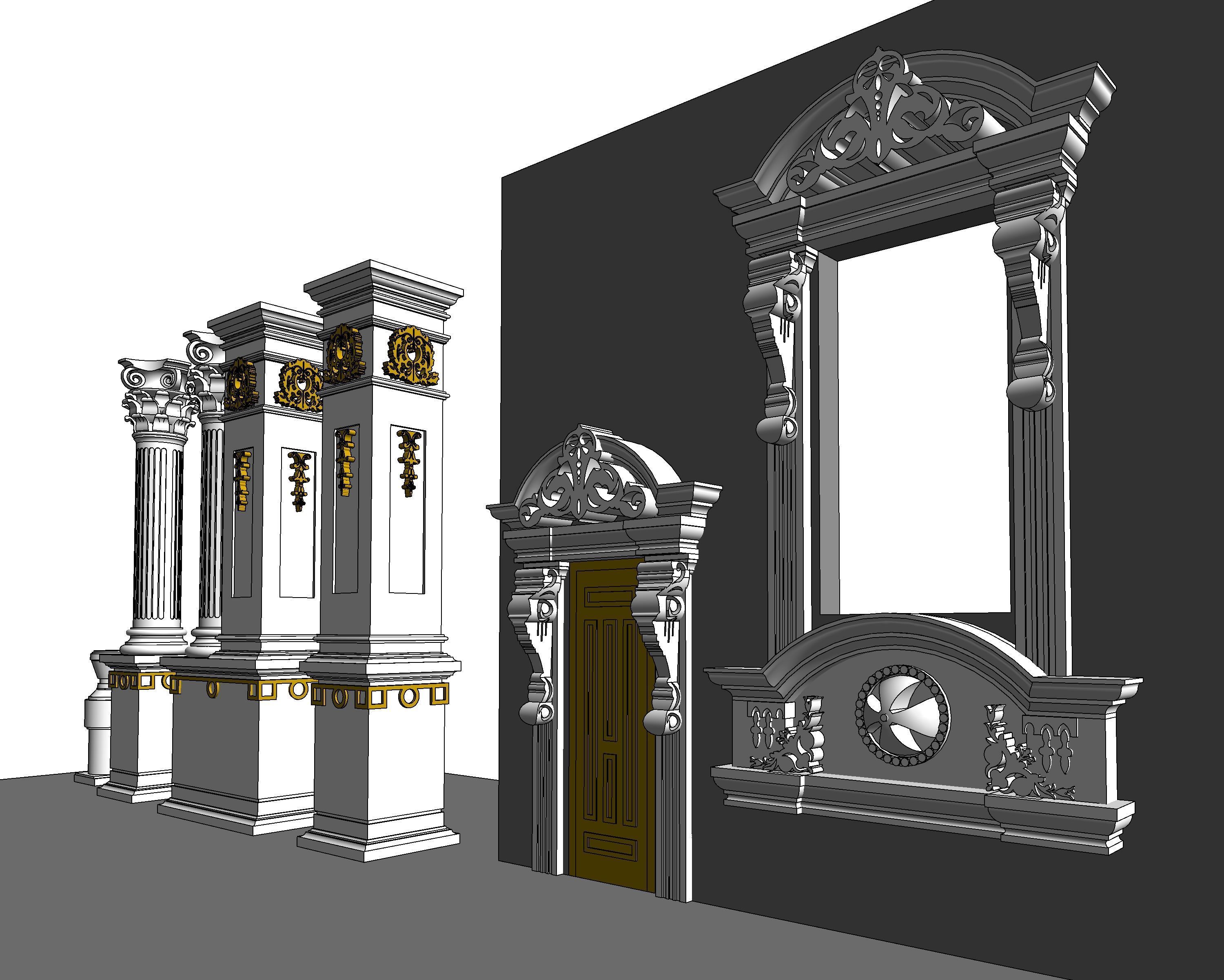 Classical House Revit Family Parameter 3D model_3