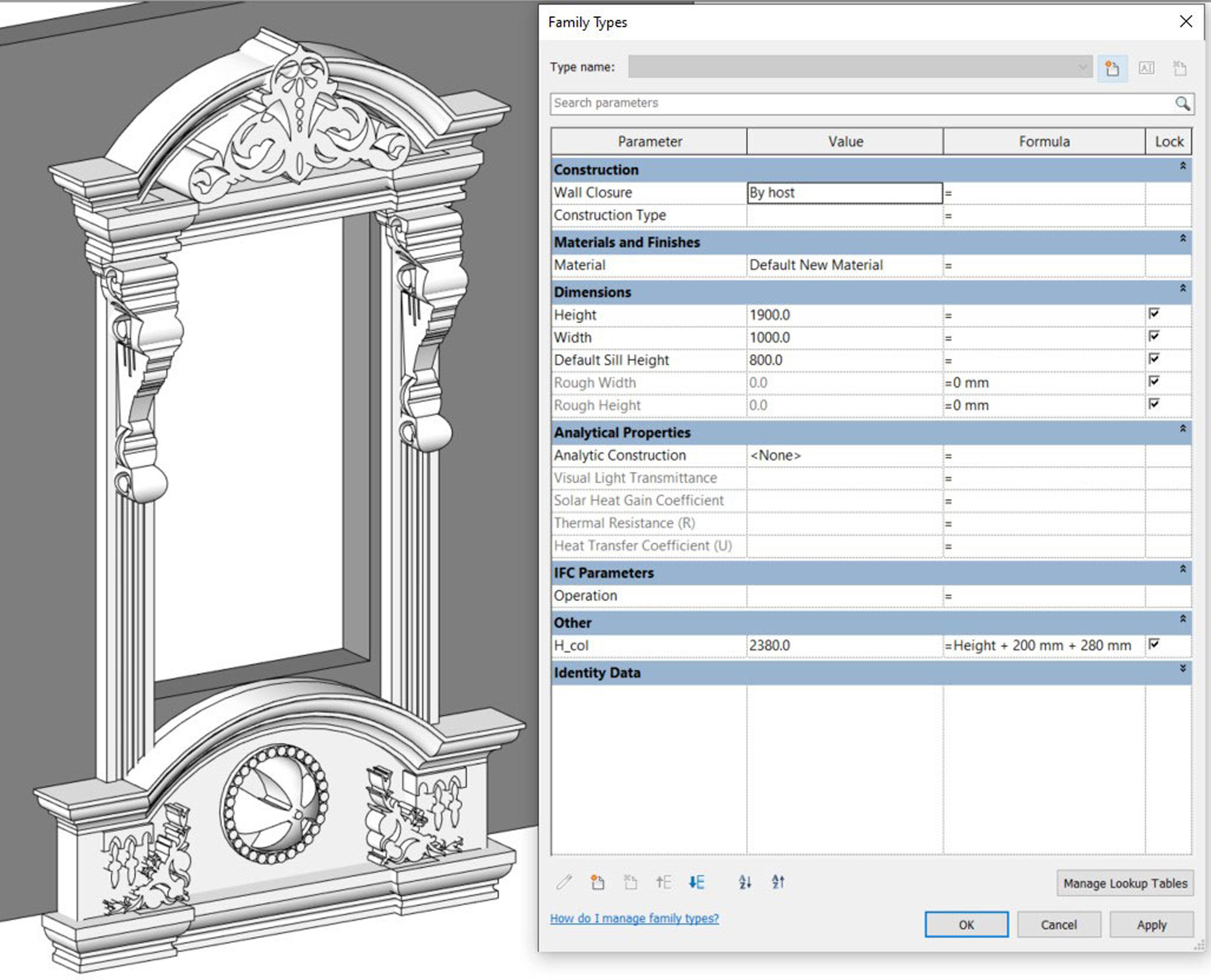 Classical House Revit Family Parameter 3D model_8