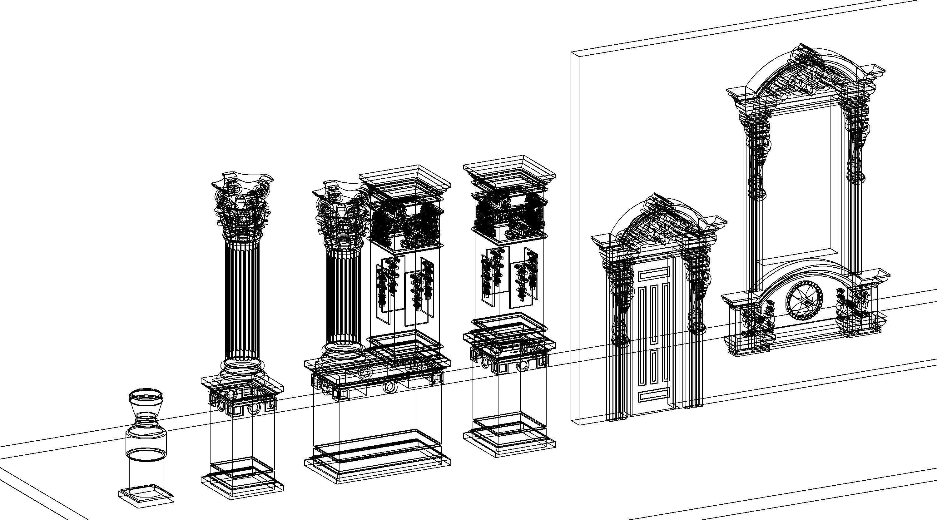 Classical House Revit Family Parameter 3D model_14