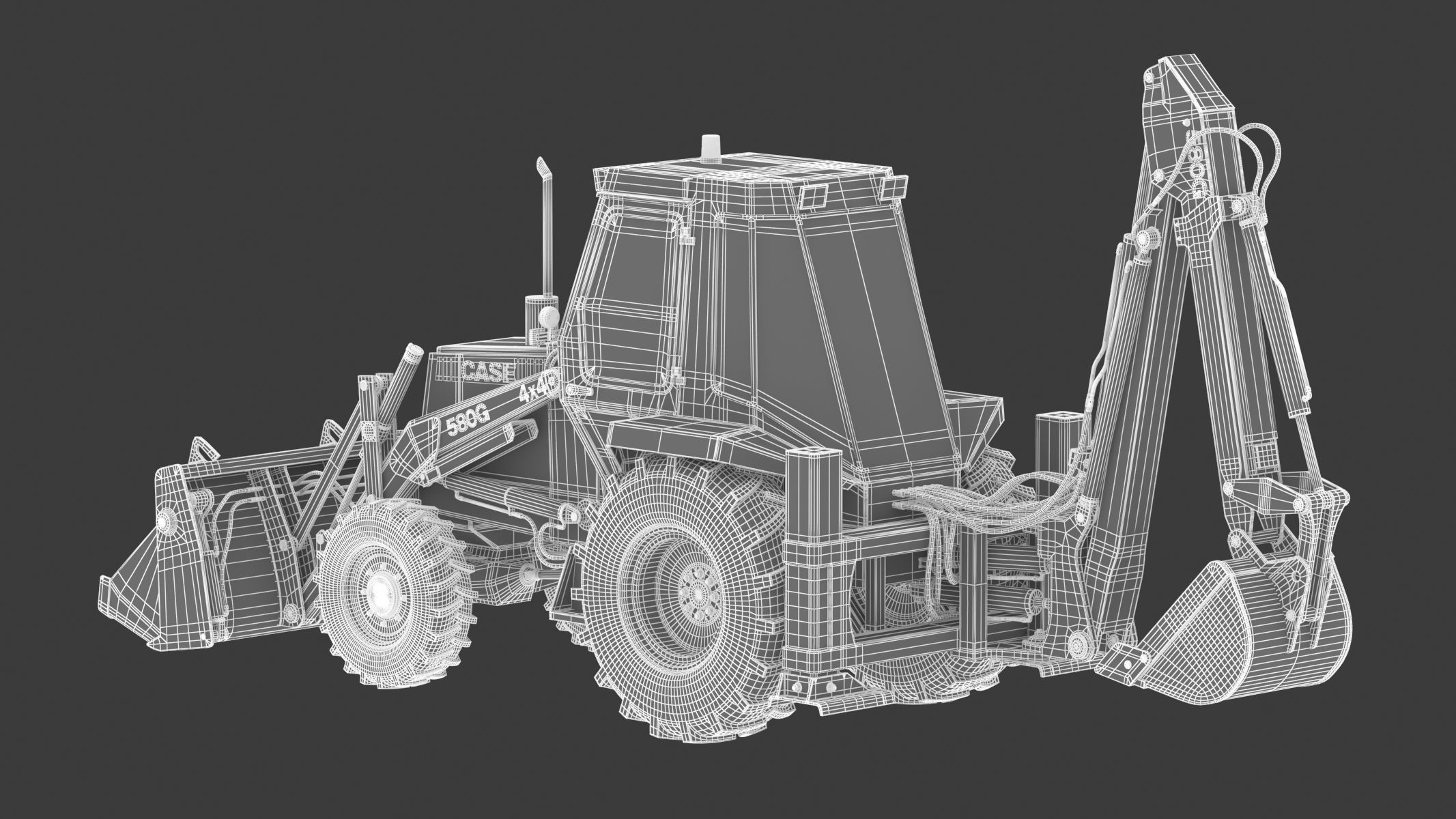 Case 580 G 4X4 Backhoe Loader 3D model_39