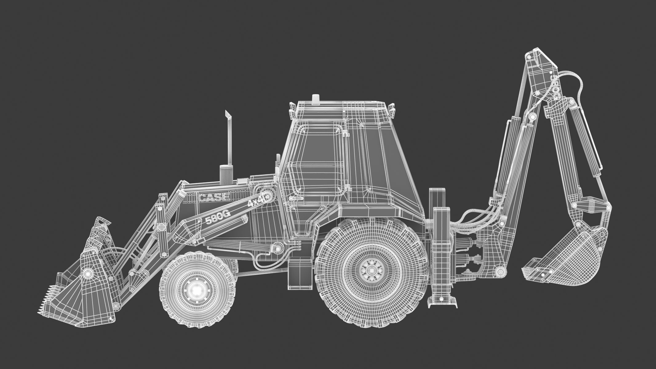 Case 580 G 4X4 Backhoe Loader 3D model_30