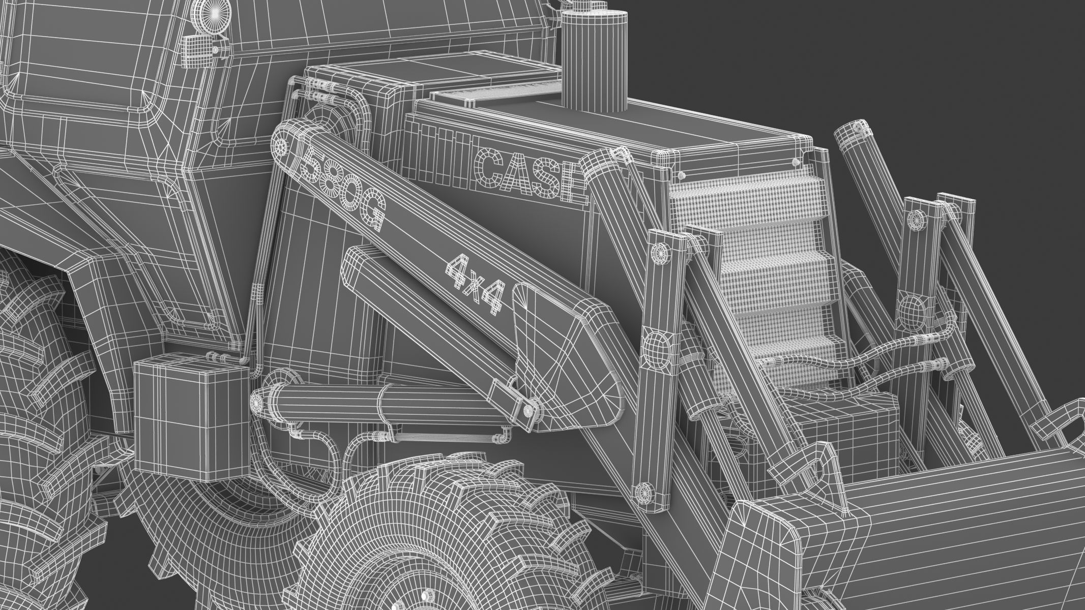 Case 580 G 4X4 Backhoe Loader 3D model_45