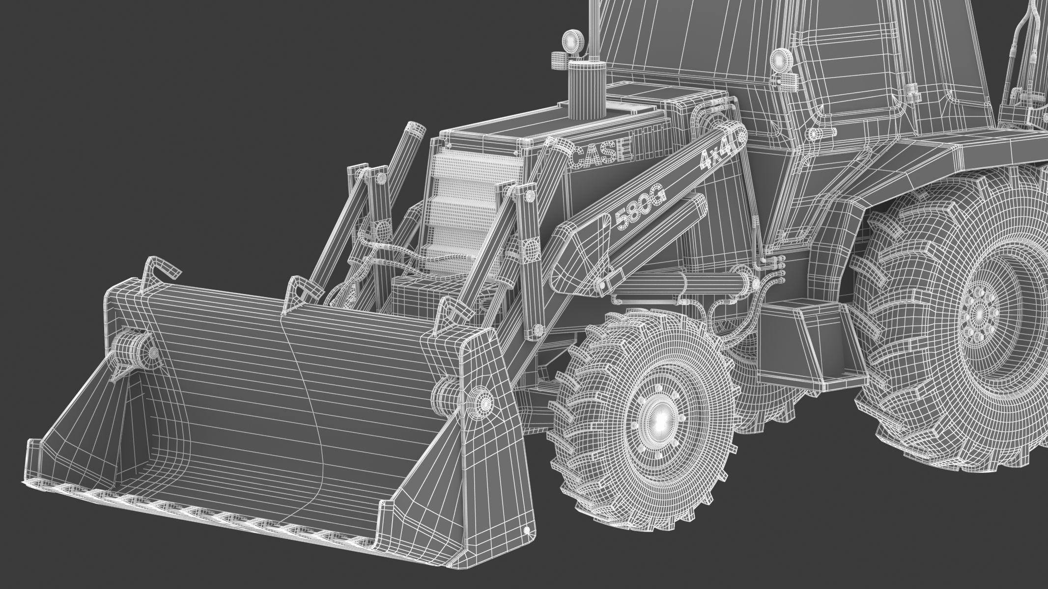 Case 580 G 4X4 Backhoe Loader 3D model_44