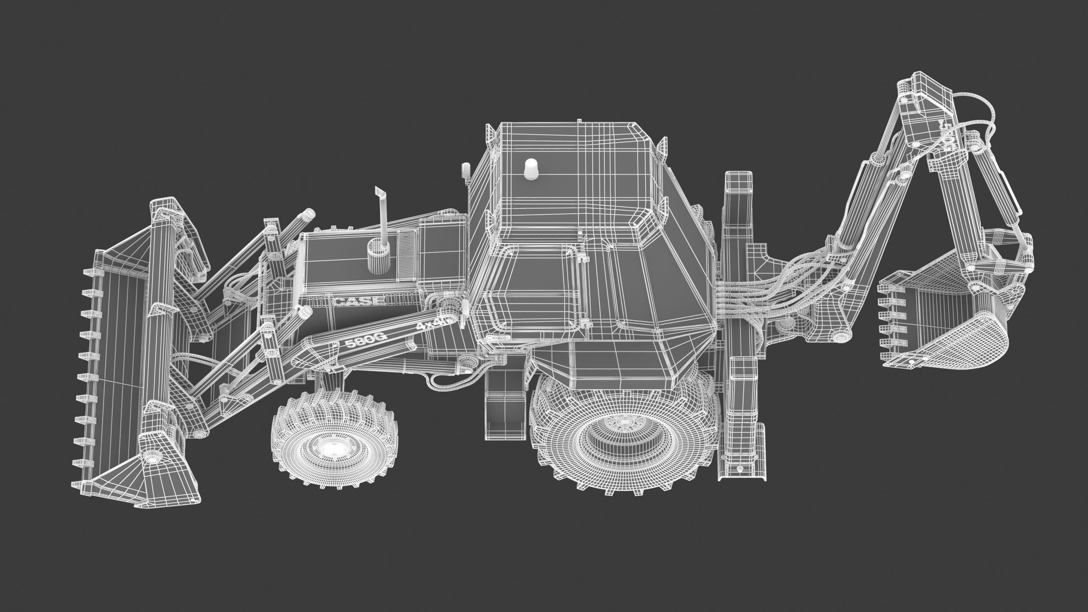 Case 580 G 4X4 Backhoe Loader 3D model_35