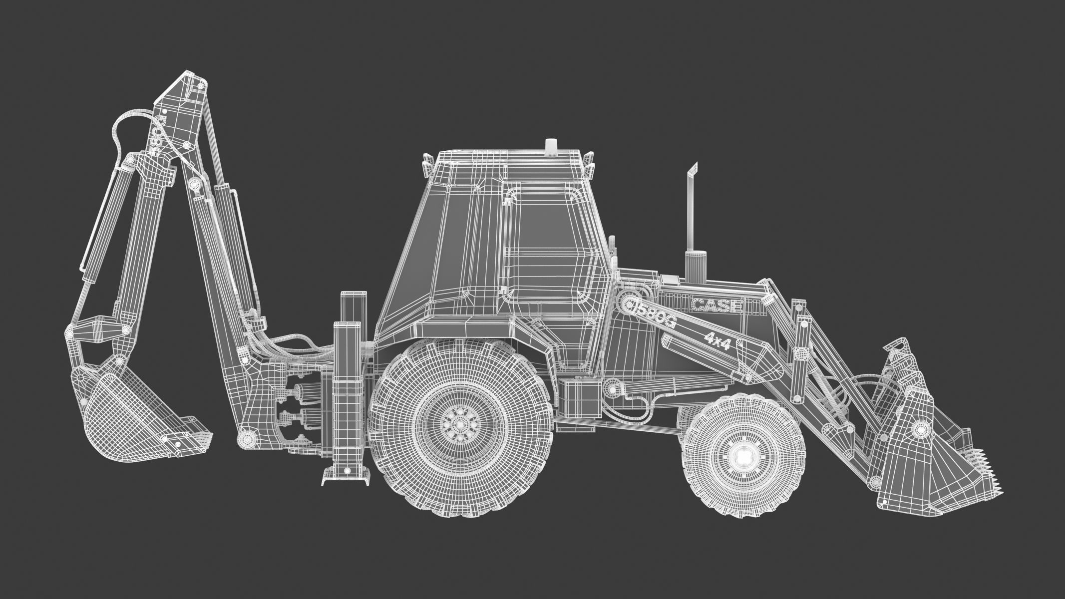 Case 580 G 4X4 Backhoe Loader 3D model_28
