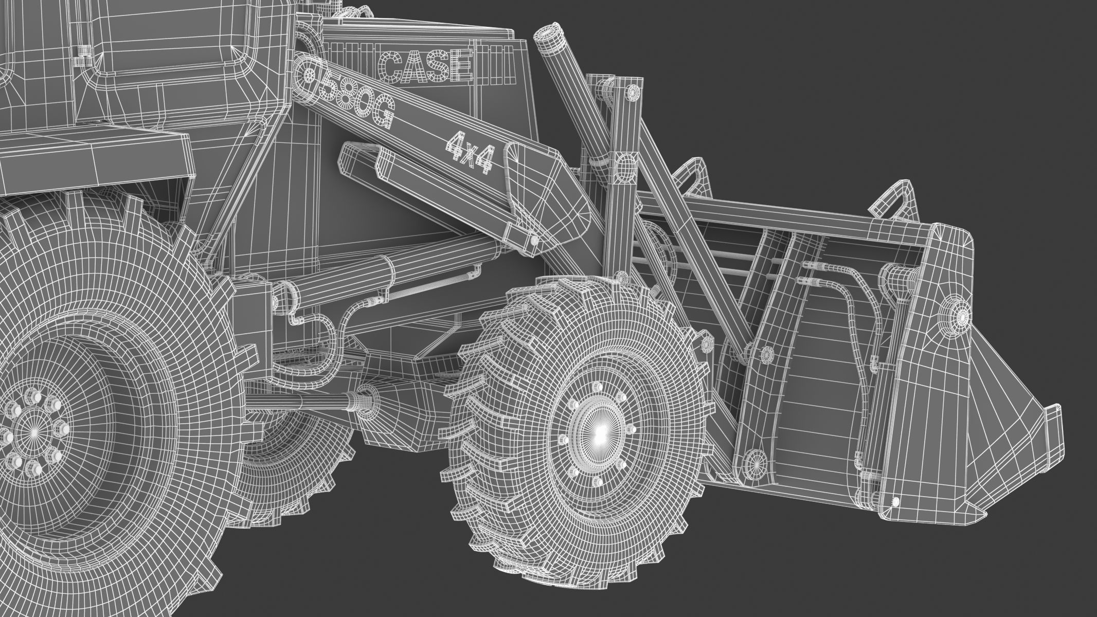 Case 580 G 4X4 Backhoe Loader 3D model_29