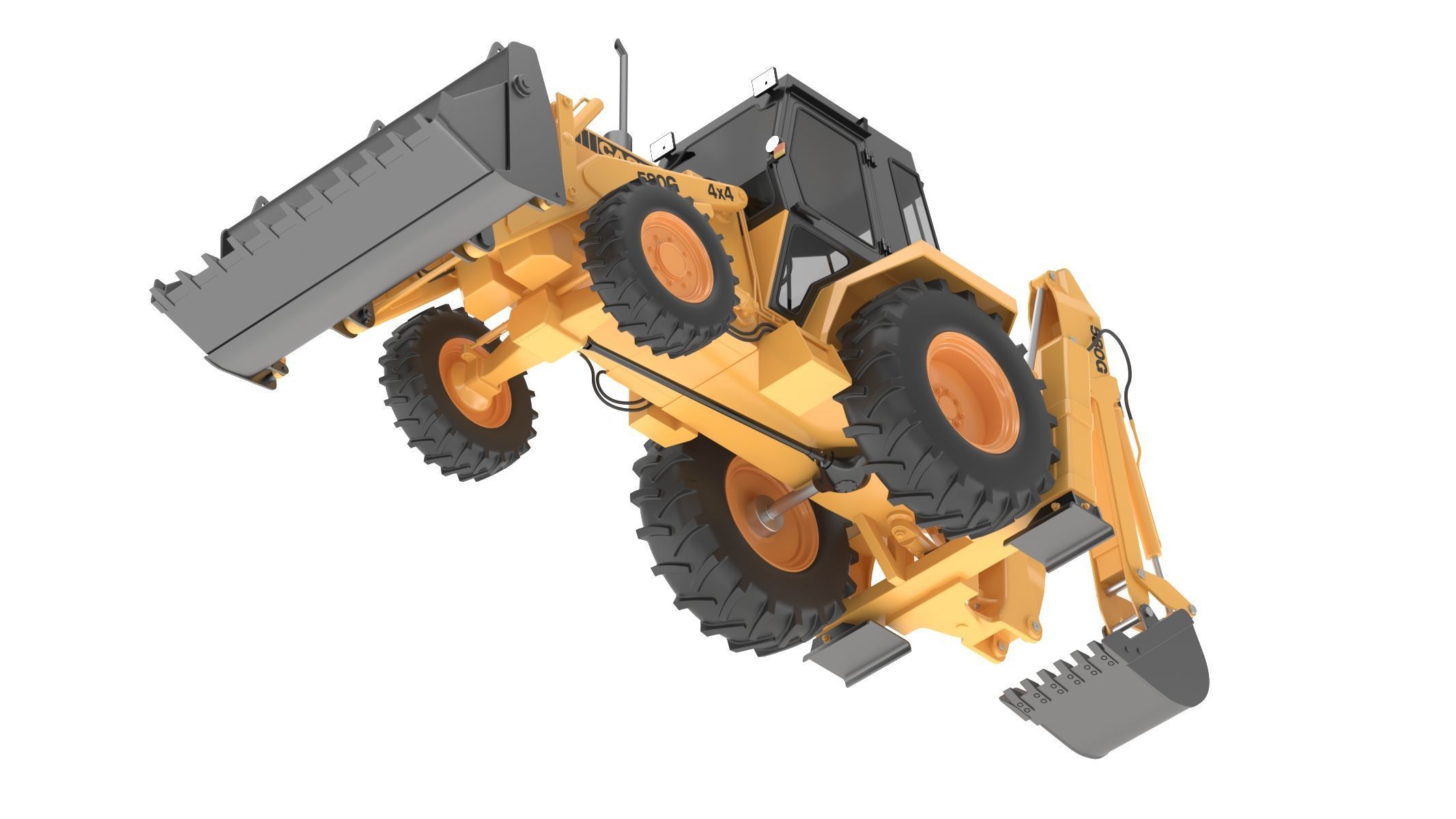 Case 580 G 4X4 Backhoe Loader 3D model_7