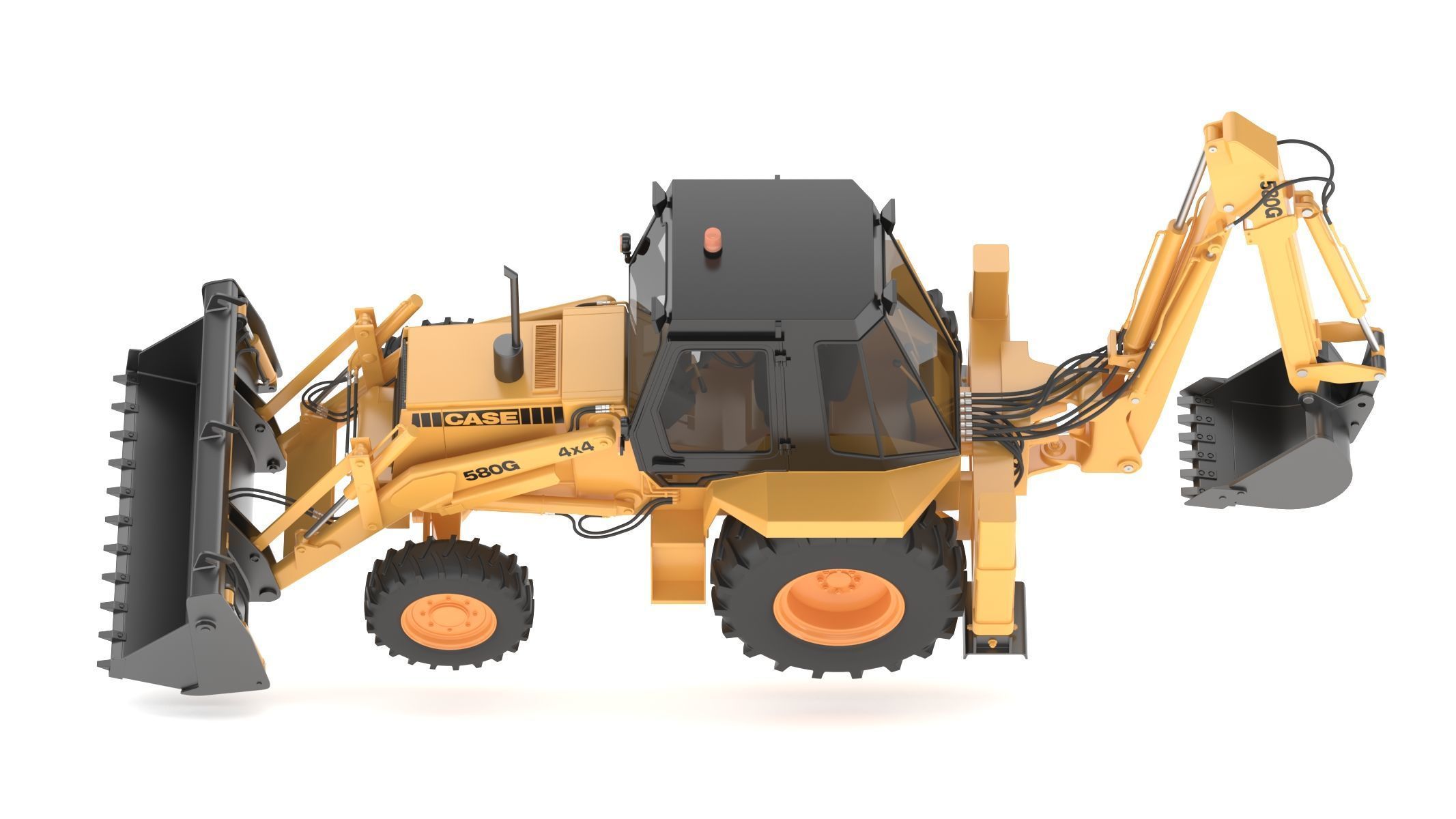 Case 580 G 4X4 Backhoe Loader 3D model_10