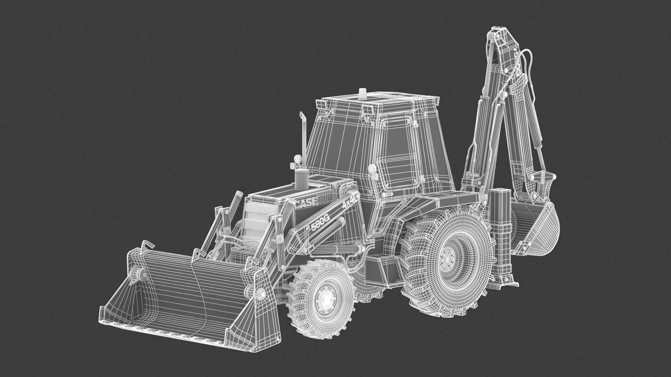 Case 580 G 4X4 Backhoe Loader 3D model_32