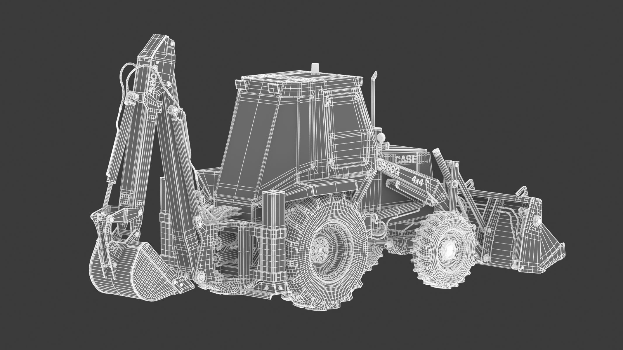 Case 580 G 4X4 Backhoe Loader 3D model_37