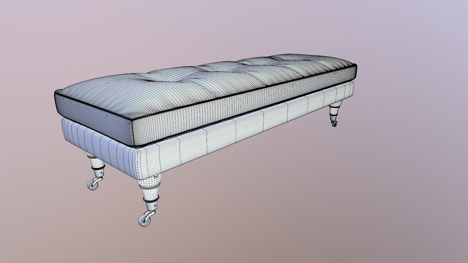 Bench Couch Low-poly 3D model_9