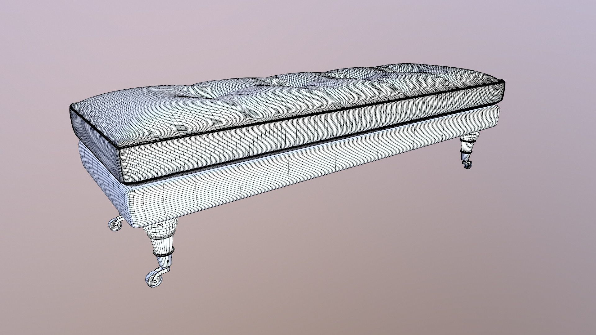 Bench Couch Low-poly 3D model_10