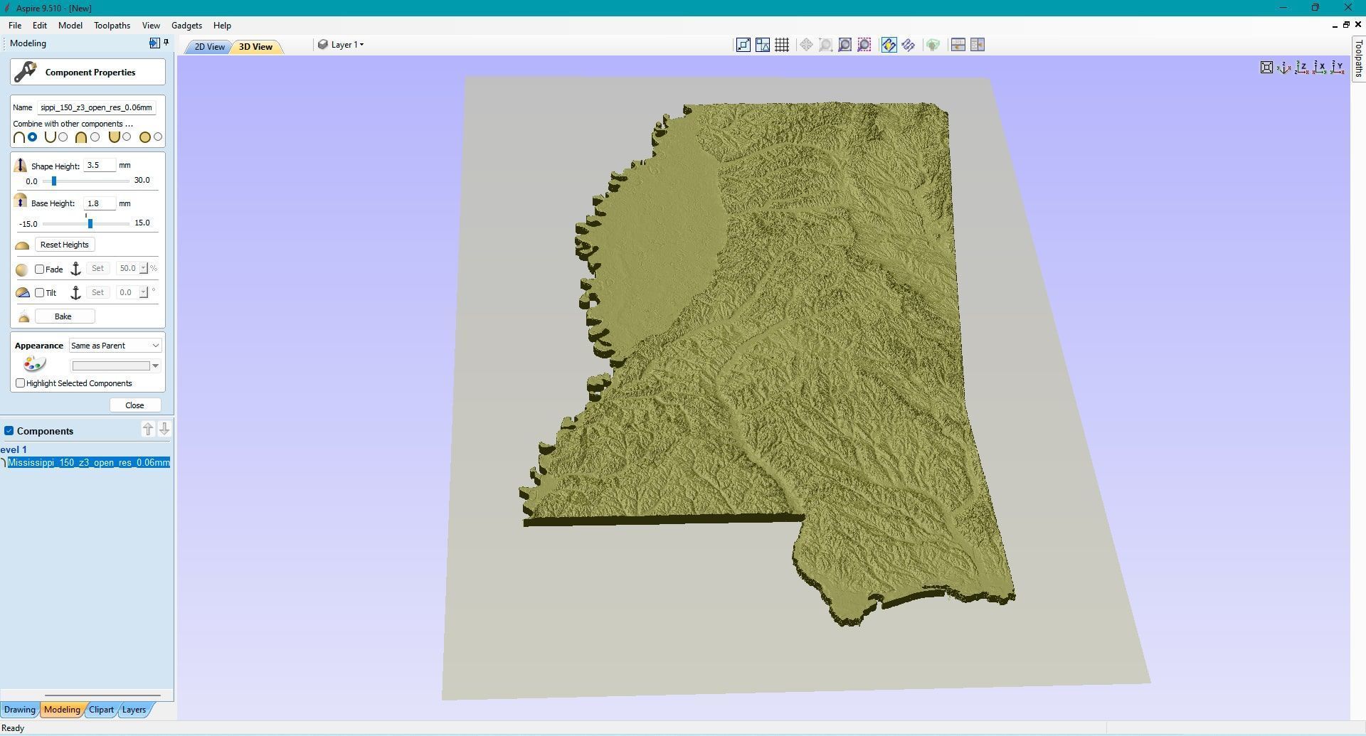 Mississippi Topographic Map STL Model 3D print model_7