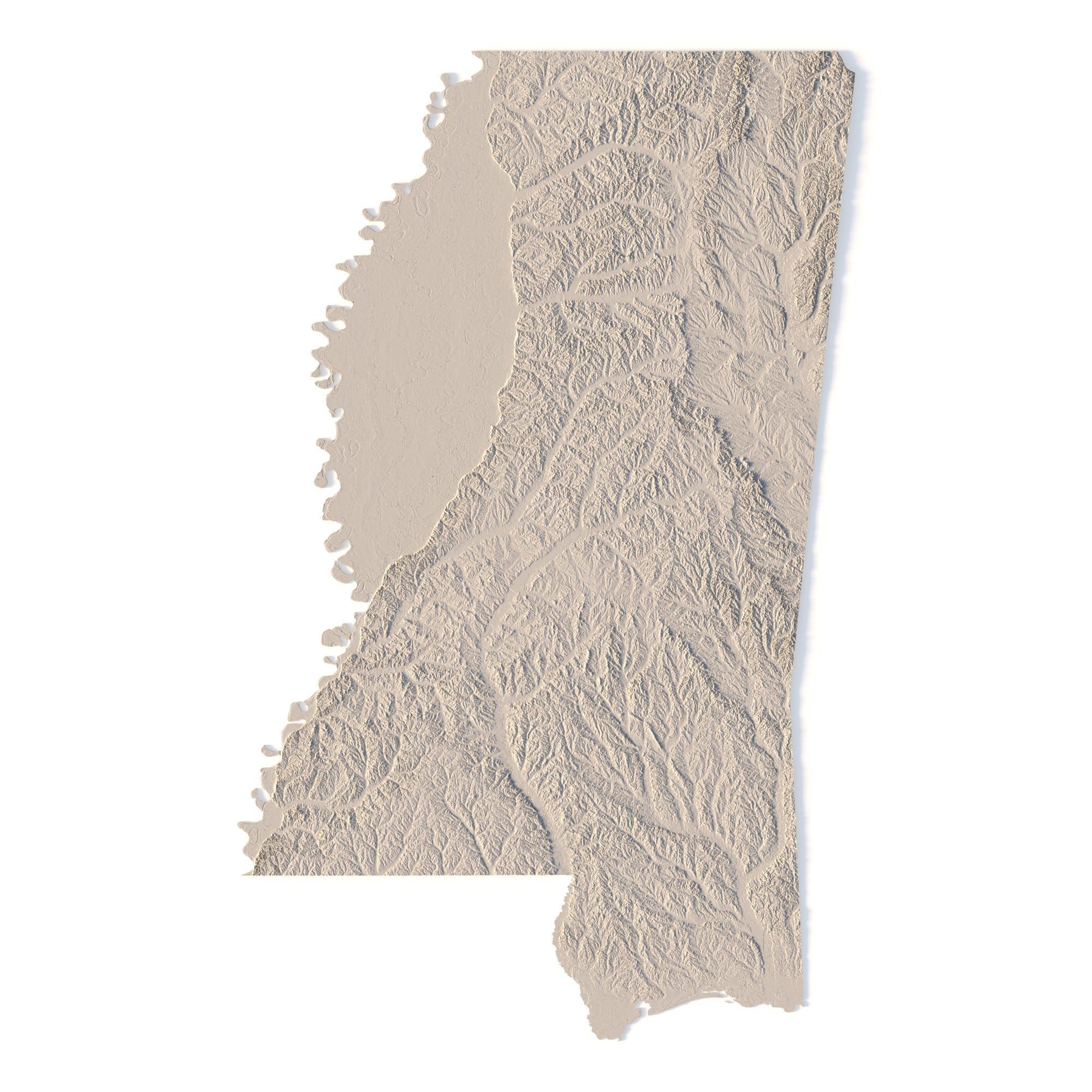 Mississippi Topographic Map STL Model 3D print model_1