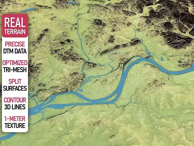Pyongyang - Topography Terrain Low-poly 3D model