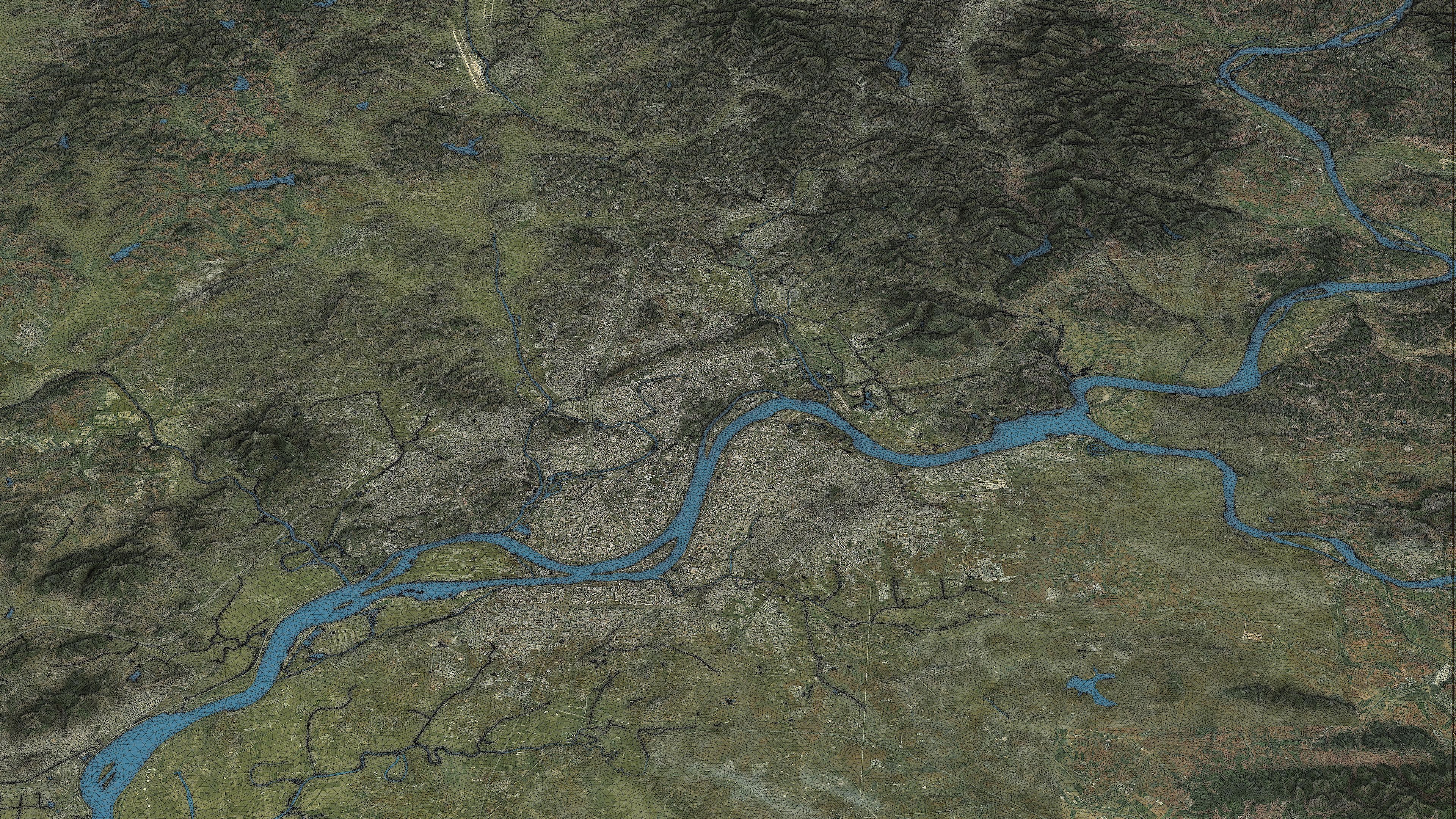 Pyongyang - Topography Terrain Low-poly 3D model_3