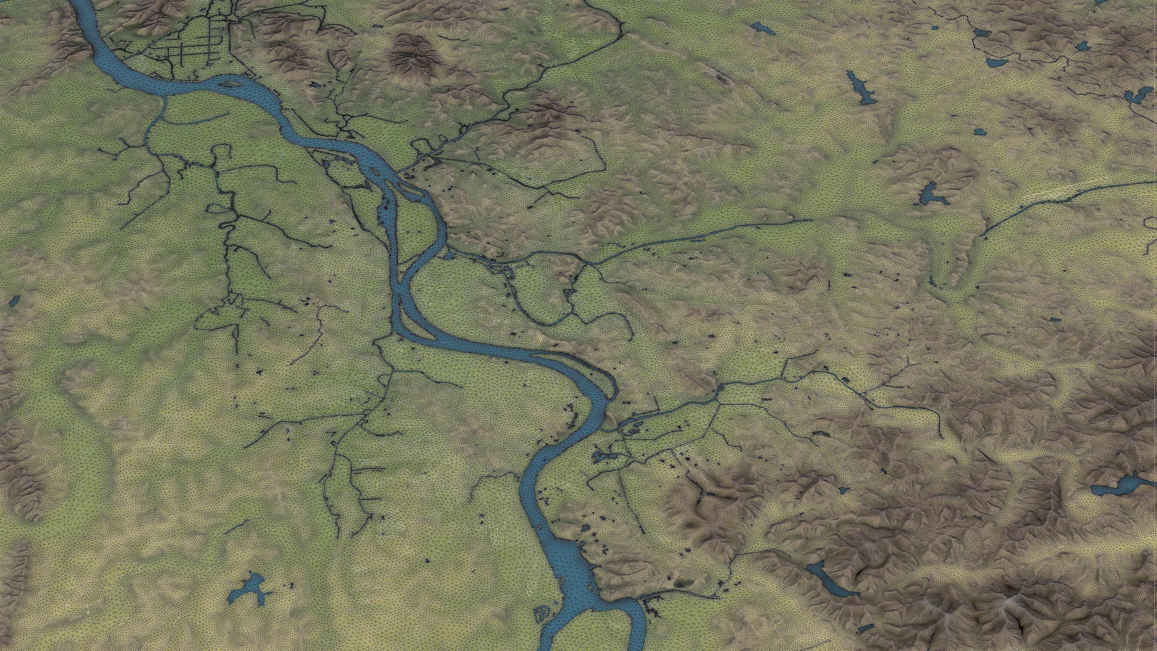 Pyongyang - Topography Terrain Low-poly 3D model_11