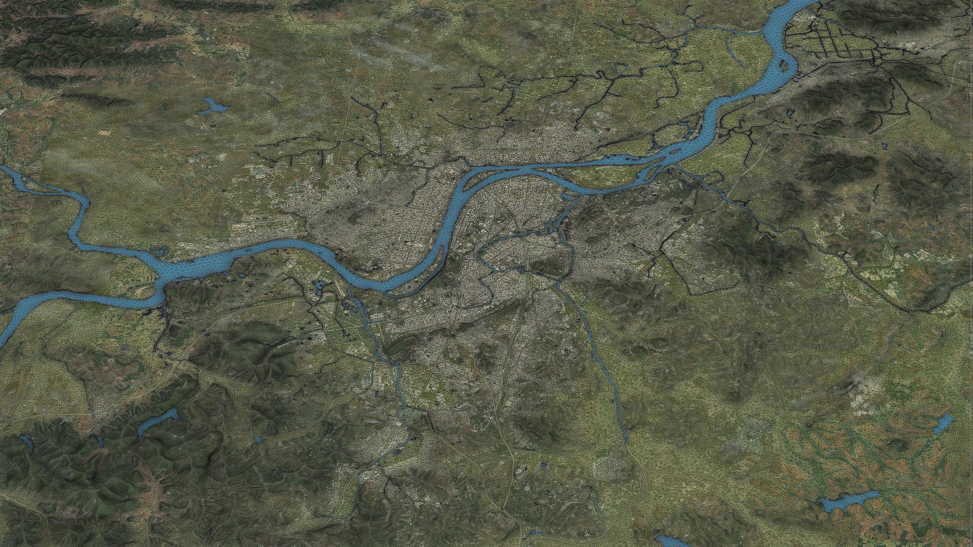 Pyongyang - Topography Terrain Low-poly 3D model_9