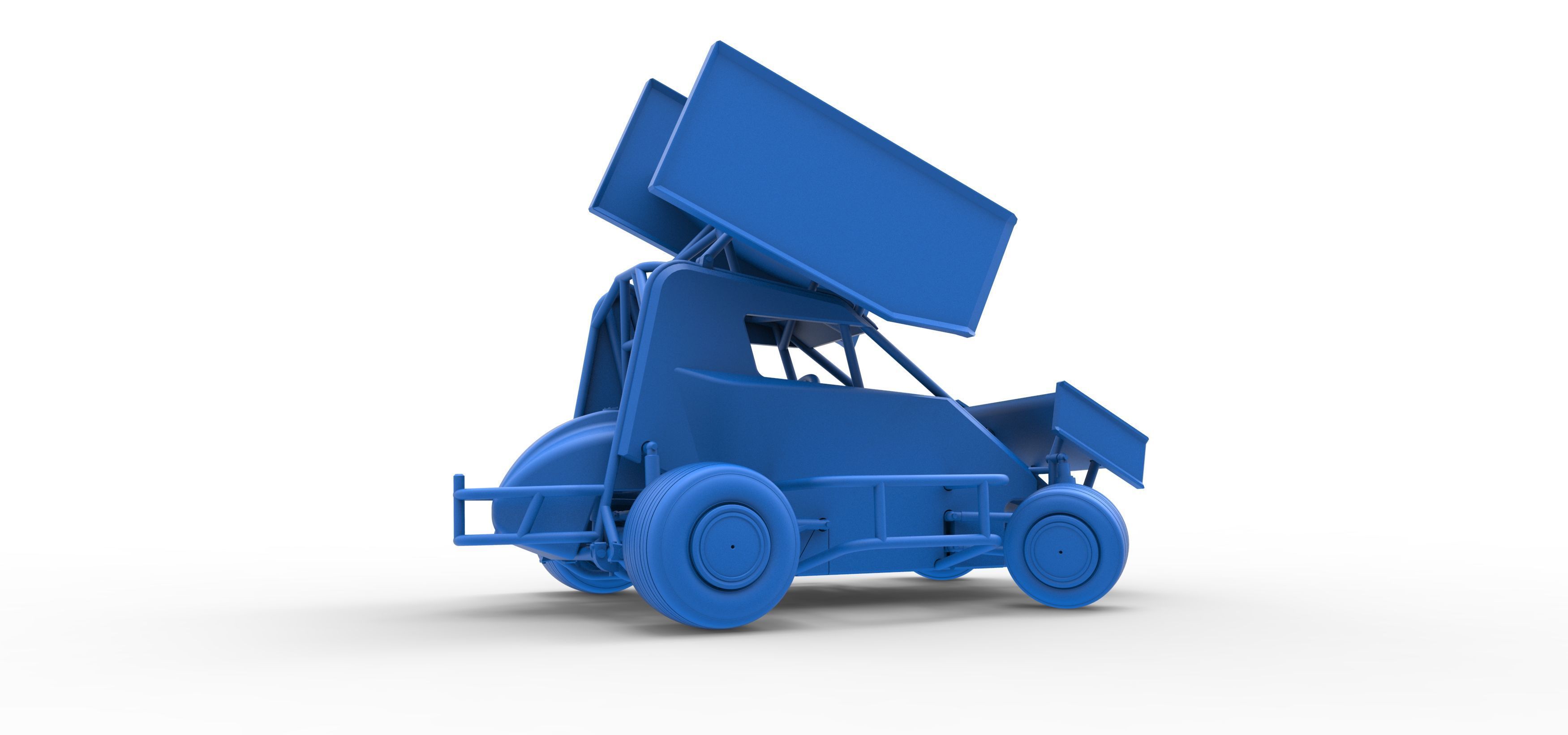 Winged 600 Micro sprint car while turning Scale 1 to 25 3D print model_49
