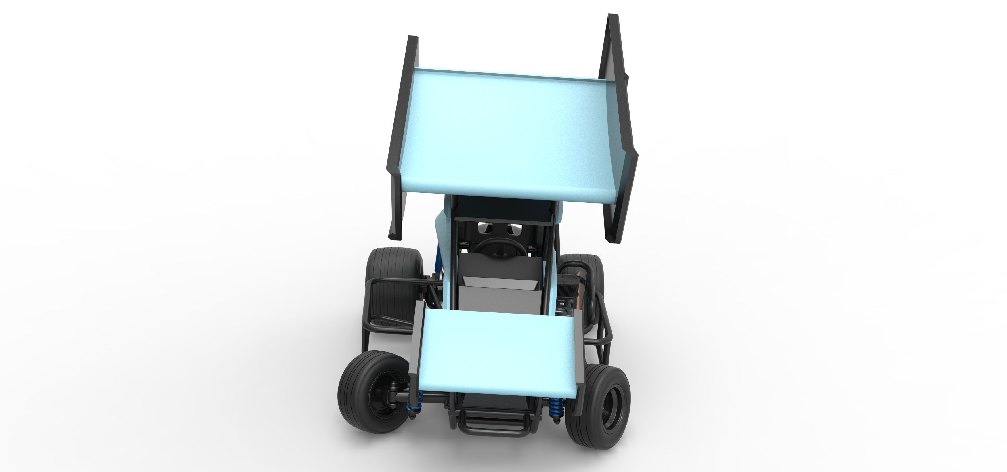 Winged 600 Micro sprint car while turning Scale 1 to 25 3D print model_8