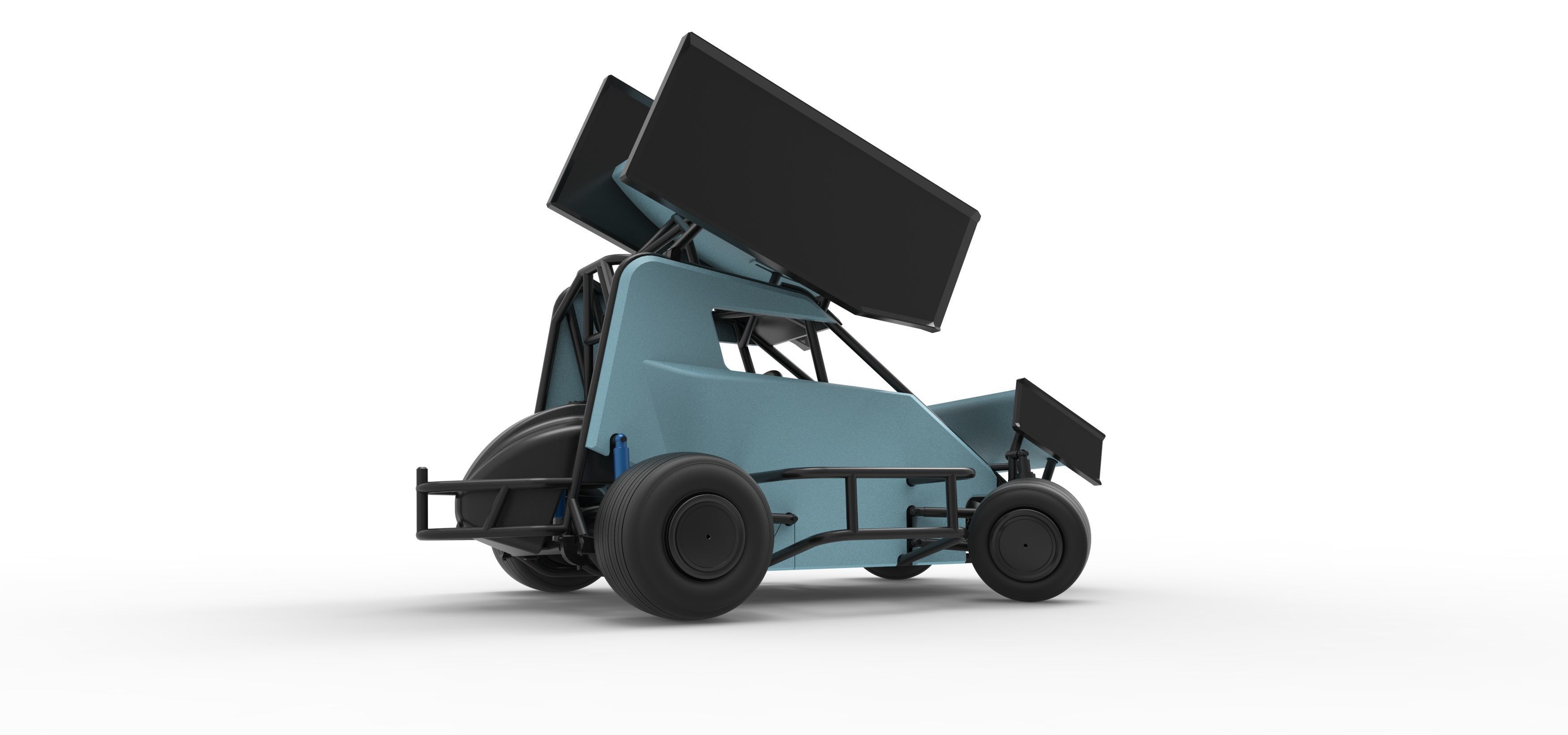 Winged 600 Micro sprint car while turning Scale 1 to 25 3D print model_21