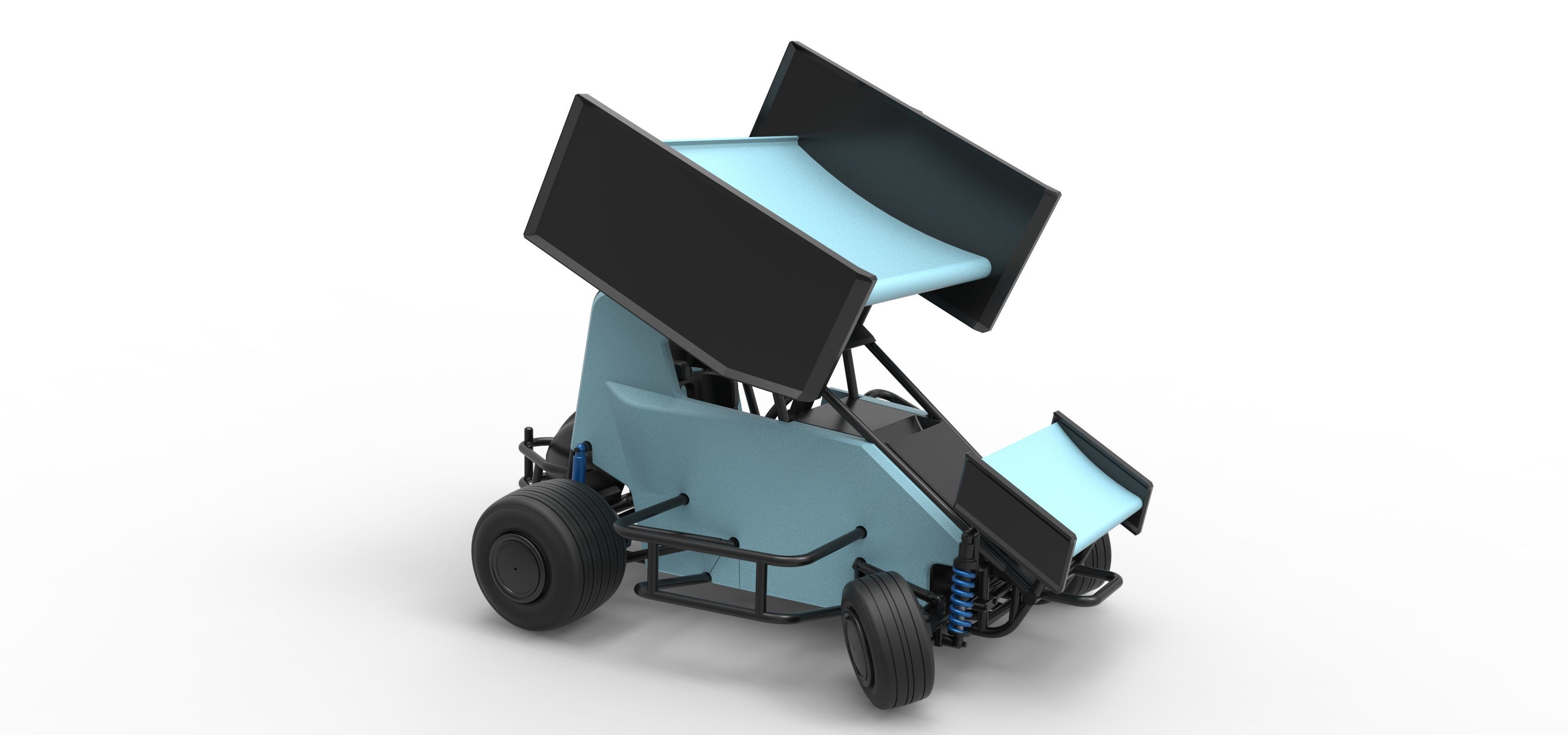 Winged 600 Micro sprint car while turning Scale 1 to 25 3D print model_24