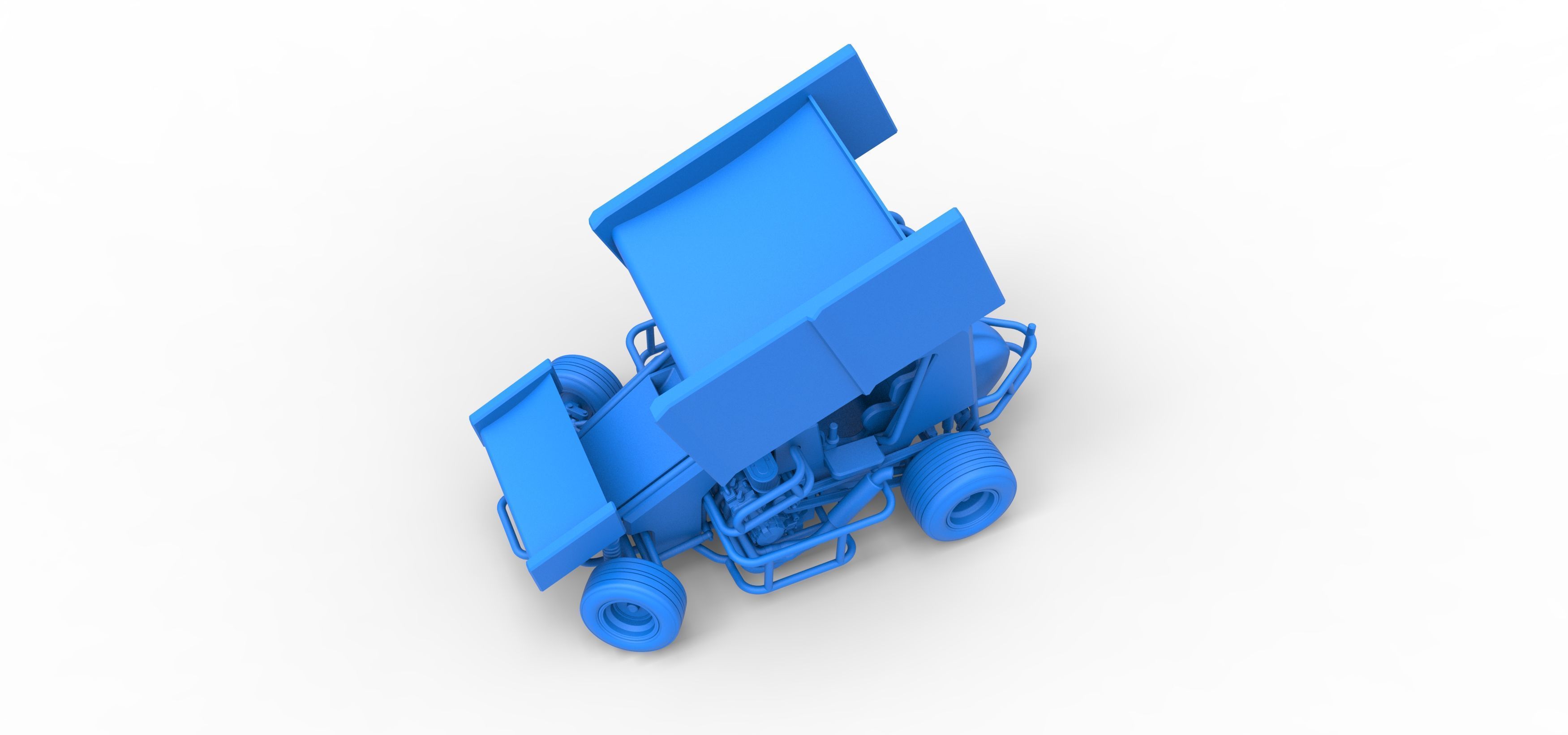 Winged 600 Micro sprint car while turning Scale 1 to 25 3D print model_32