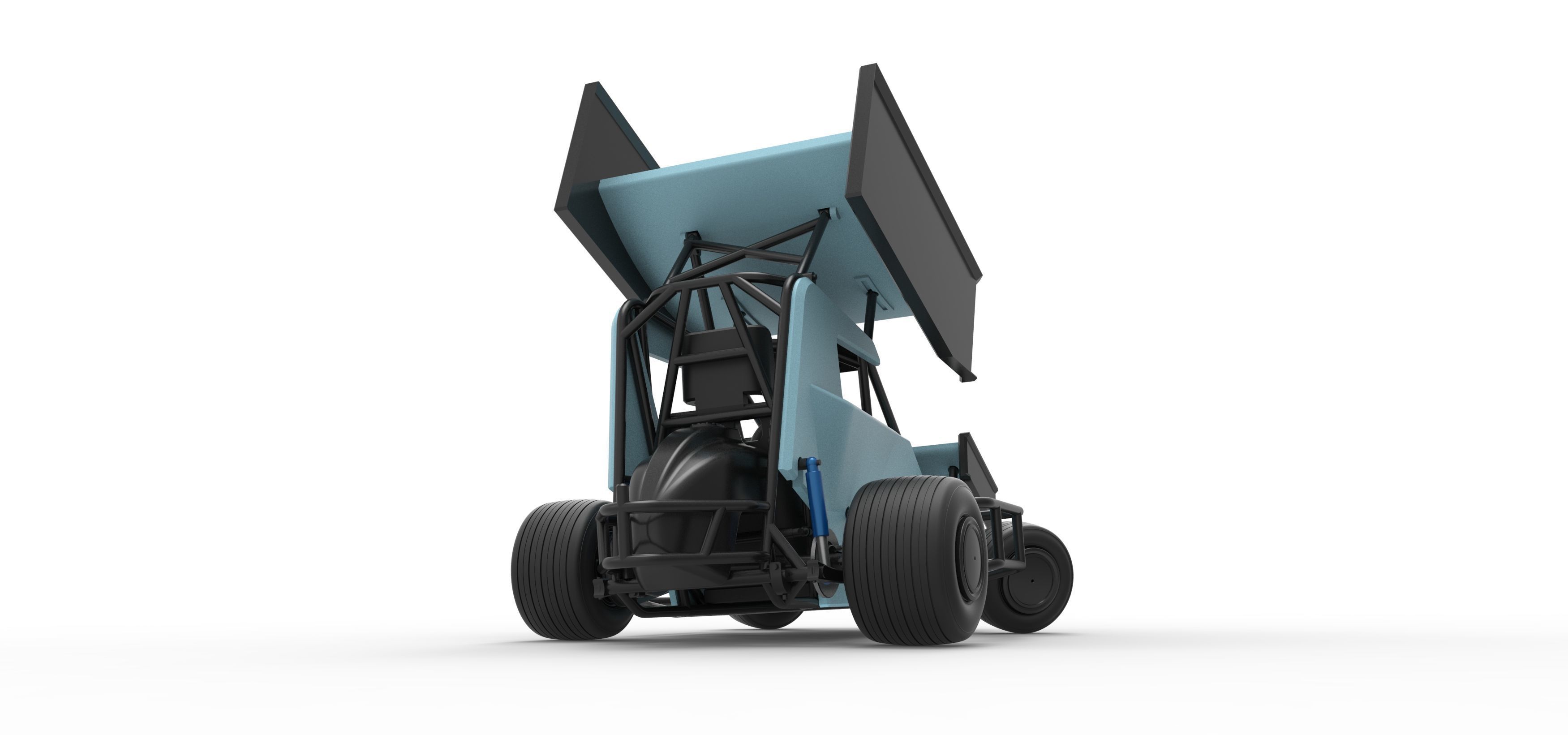 Winged 600 Micro sprint car while turning Scale 1 to 25 3D print model_19