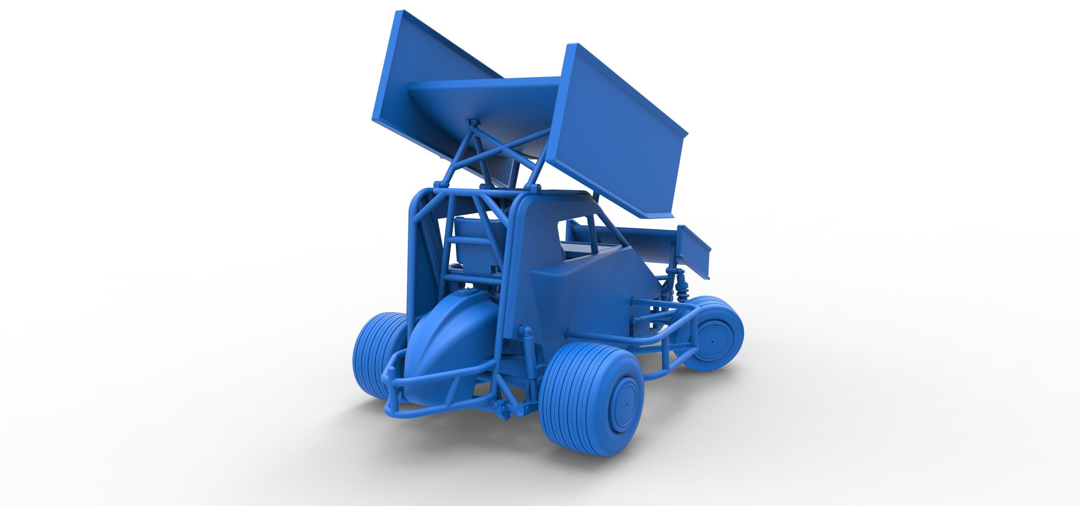 Winged 600 Micro sprint car while turning Scale 1 to 25 3D print model_46