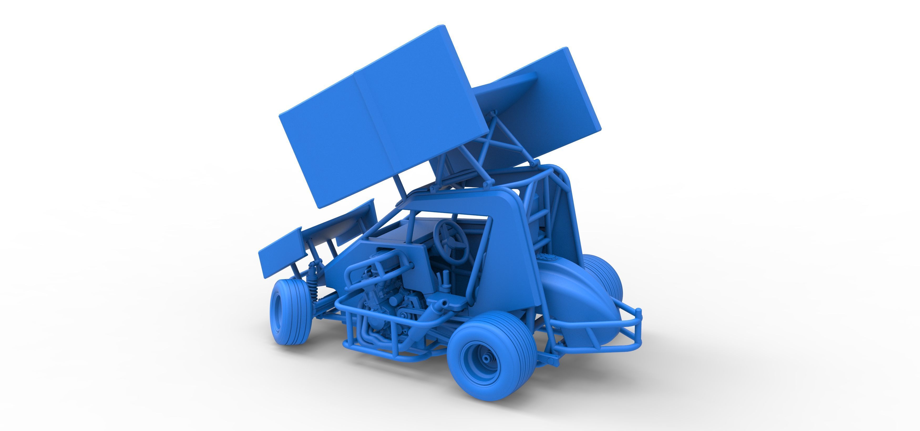 Winged 600 Micro sprint car while turning Scale 1 to 25 3D print model_40
