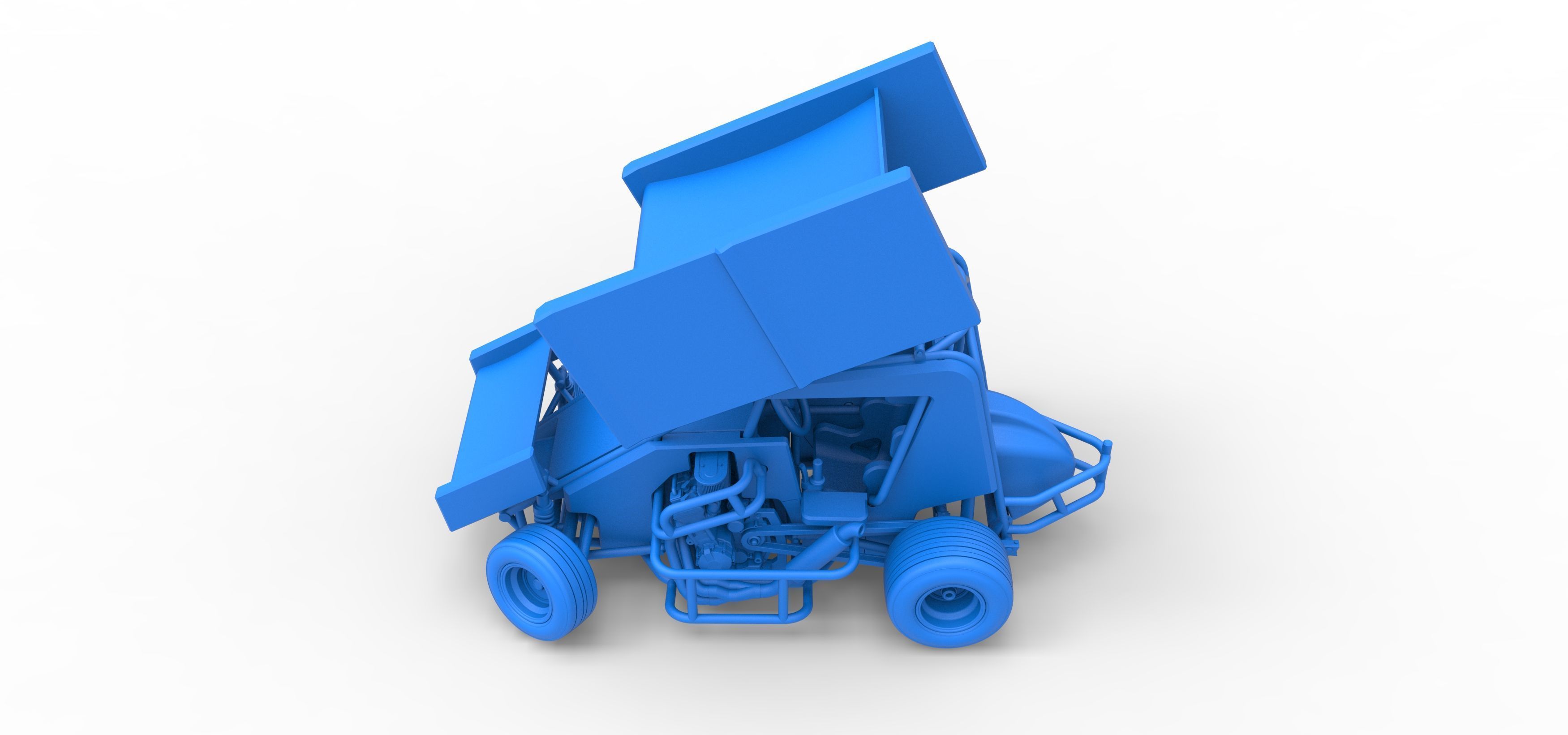Winged 600 Micro sprint car while turning Scale 1 to 25 3D print model_38