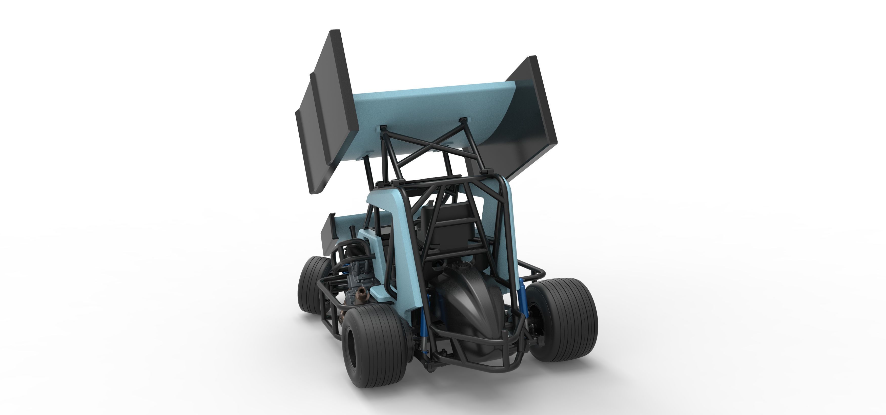 Winged 600 Micro sprint car while turning Scale 1 to 25 3D print model_14