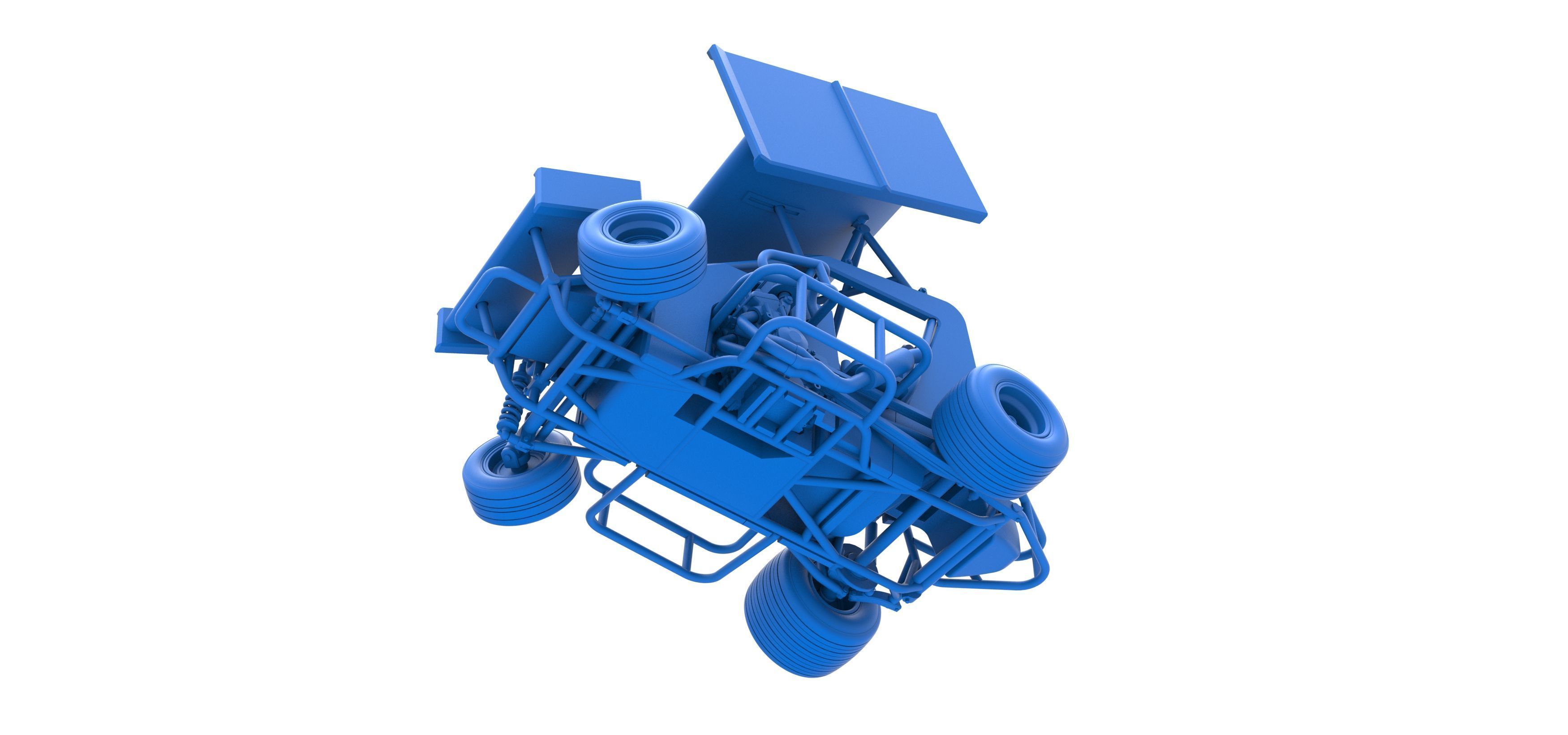 Winged 600 Micro sprint car while turning Scale 1 to 25 3D print model_31