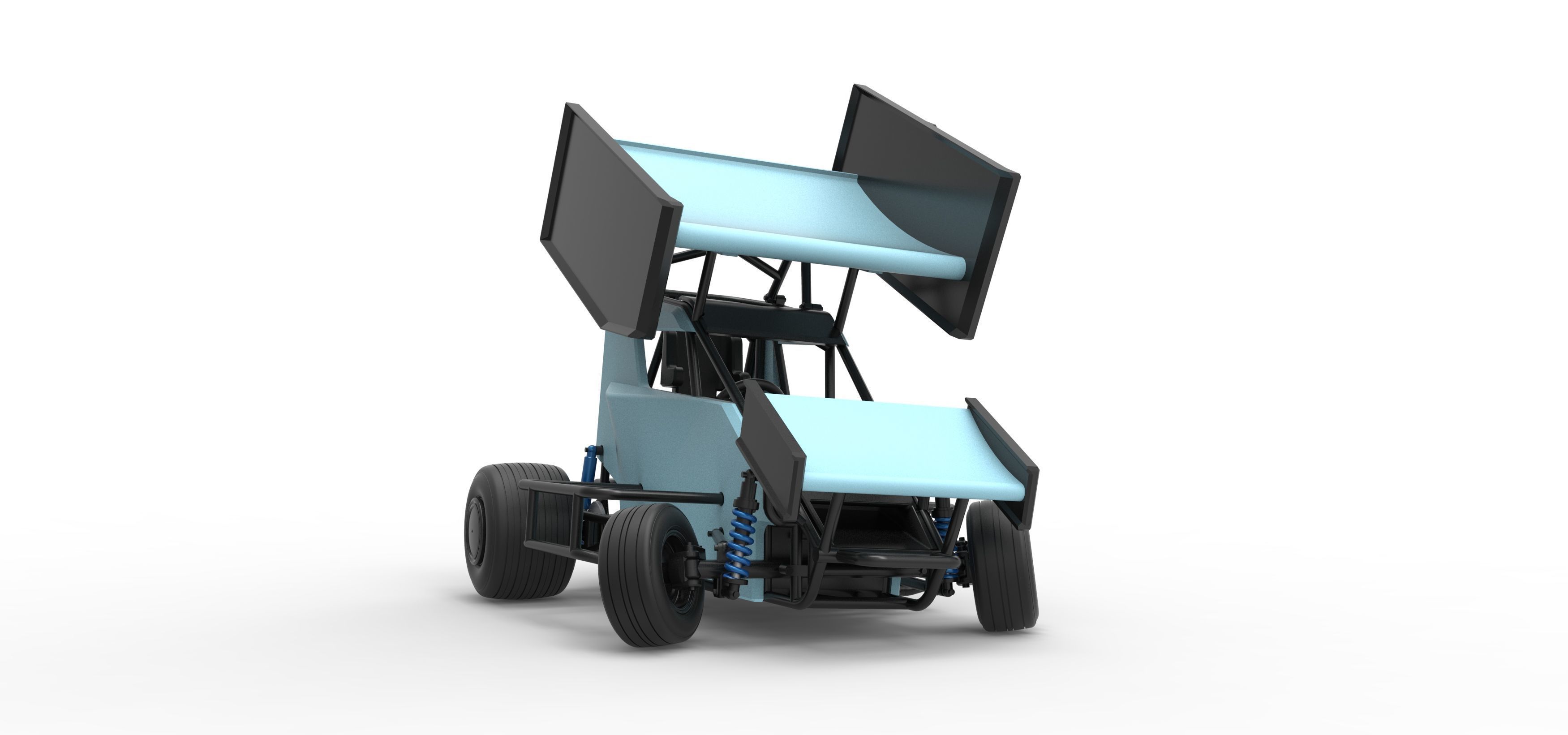 Winged 600 Micro sprint car while turning Scale 1 to 25 3D print model_28