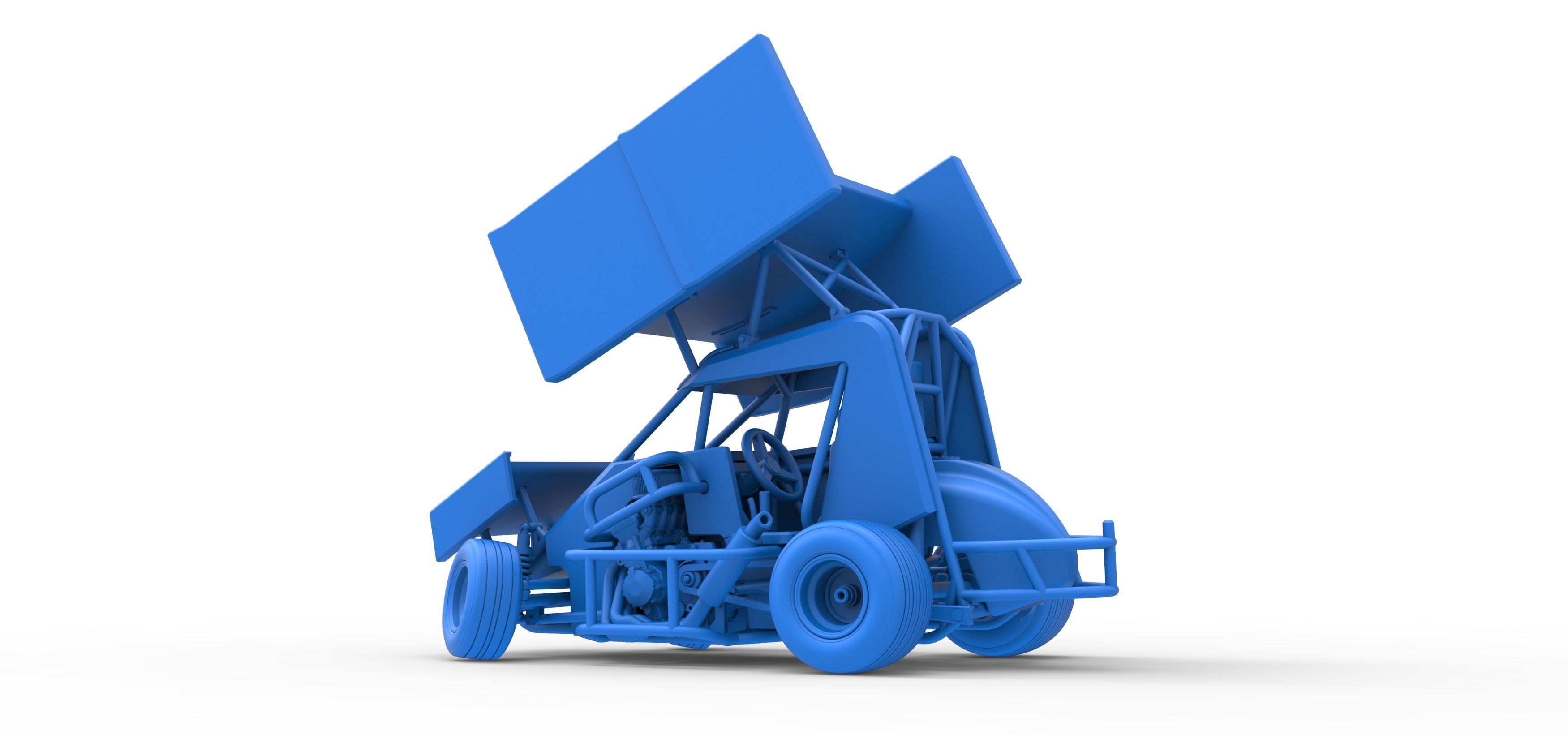 Winged 600 Micro sprint car while turning Scale 1 to 25 3D print model_41