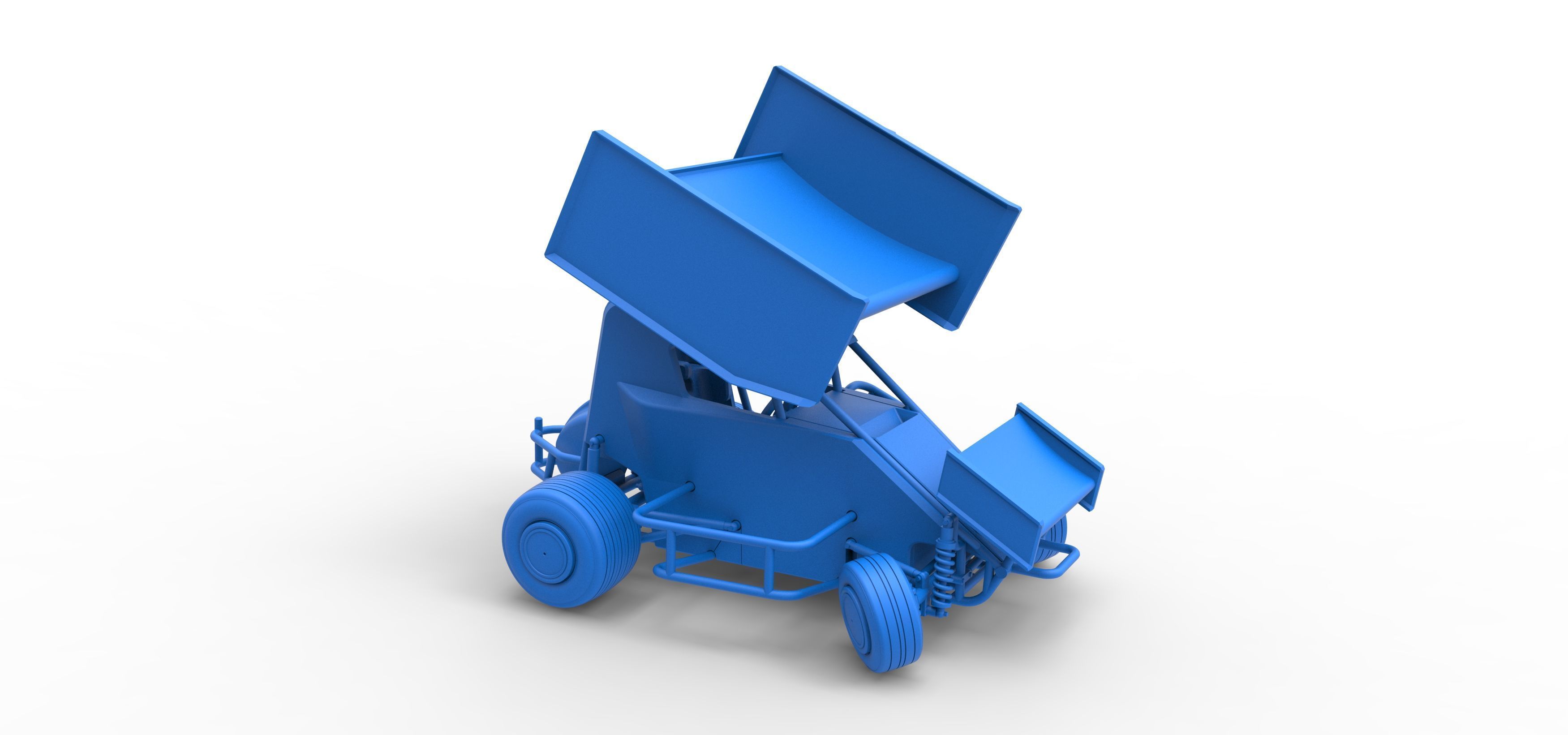 Winged 600 Micro sprint car while turning Scale 1 to 25 3D print model_52