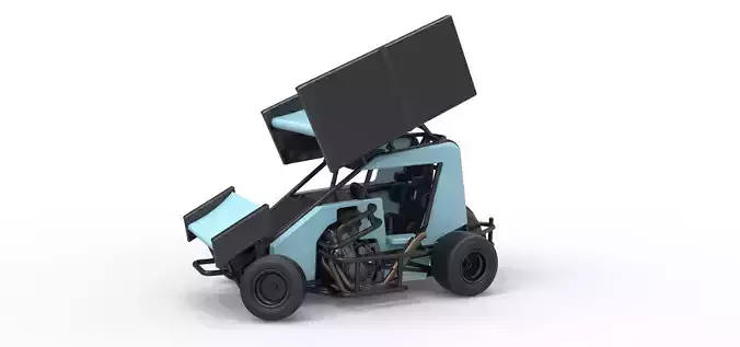 Winged 600 Micro sprint car while turning Scale 1 to 25 3D print model