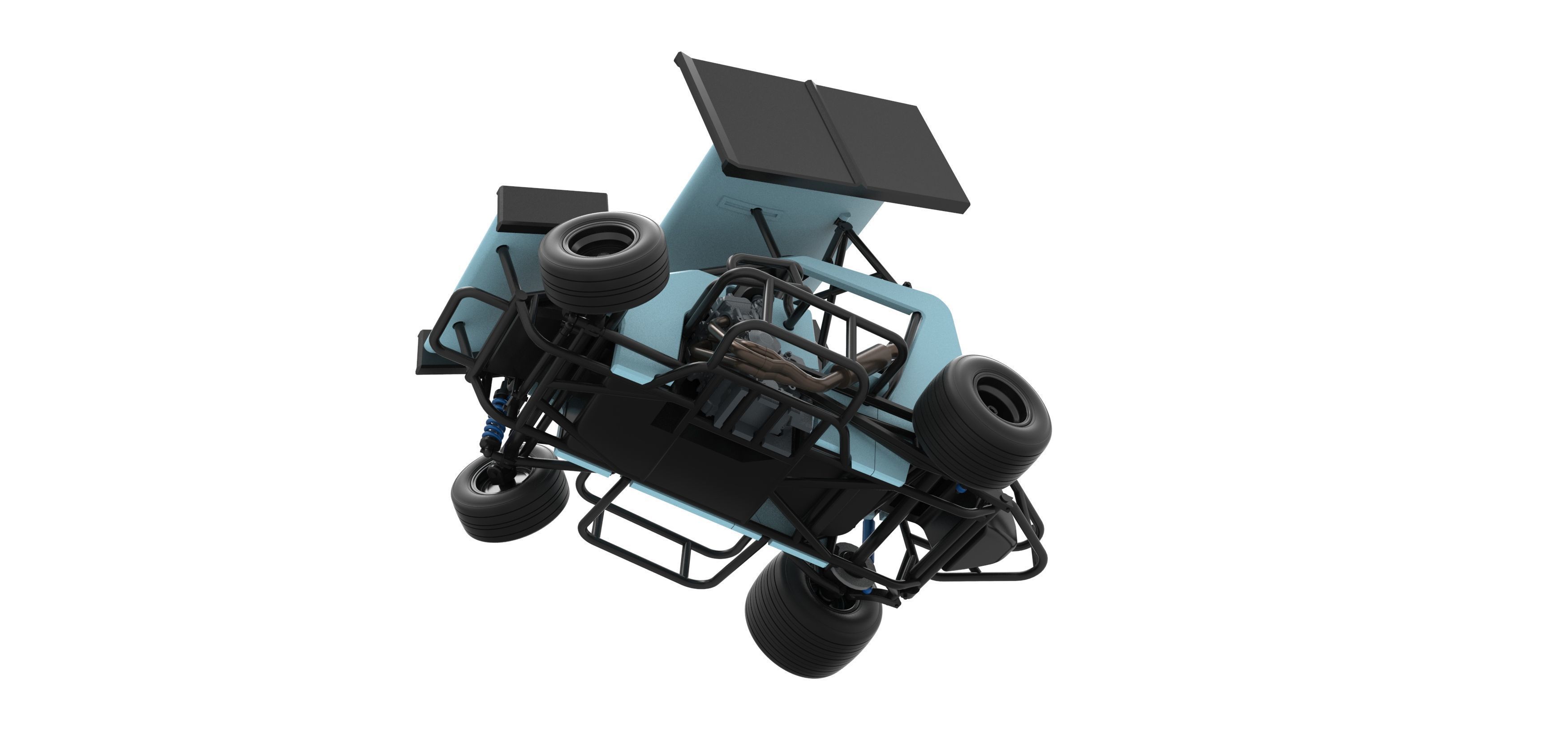 Winged 600 Micro sprint car while turning Scale 1 to 25 3D print model_3