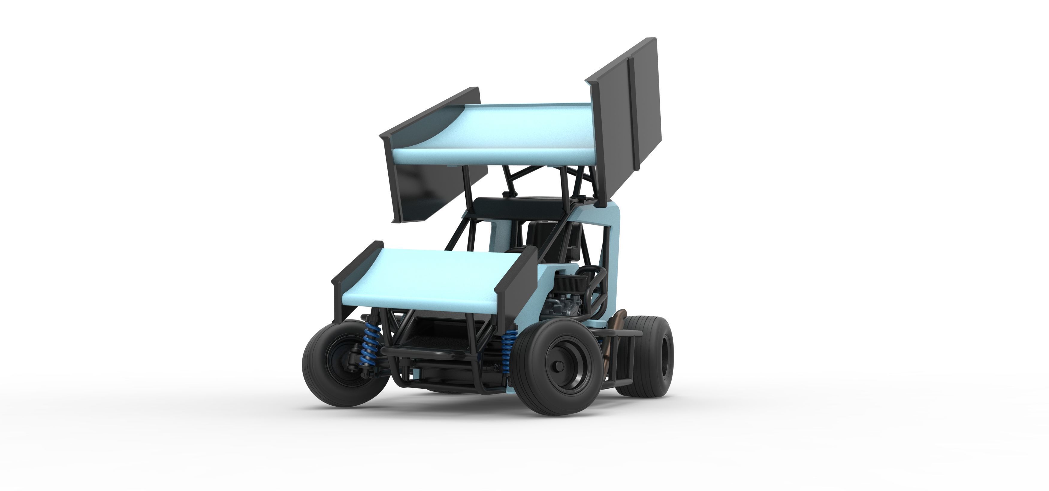 Winged 600 Micro sprint car while turning Scale 1 to 25 3D print model_6