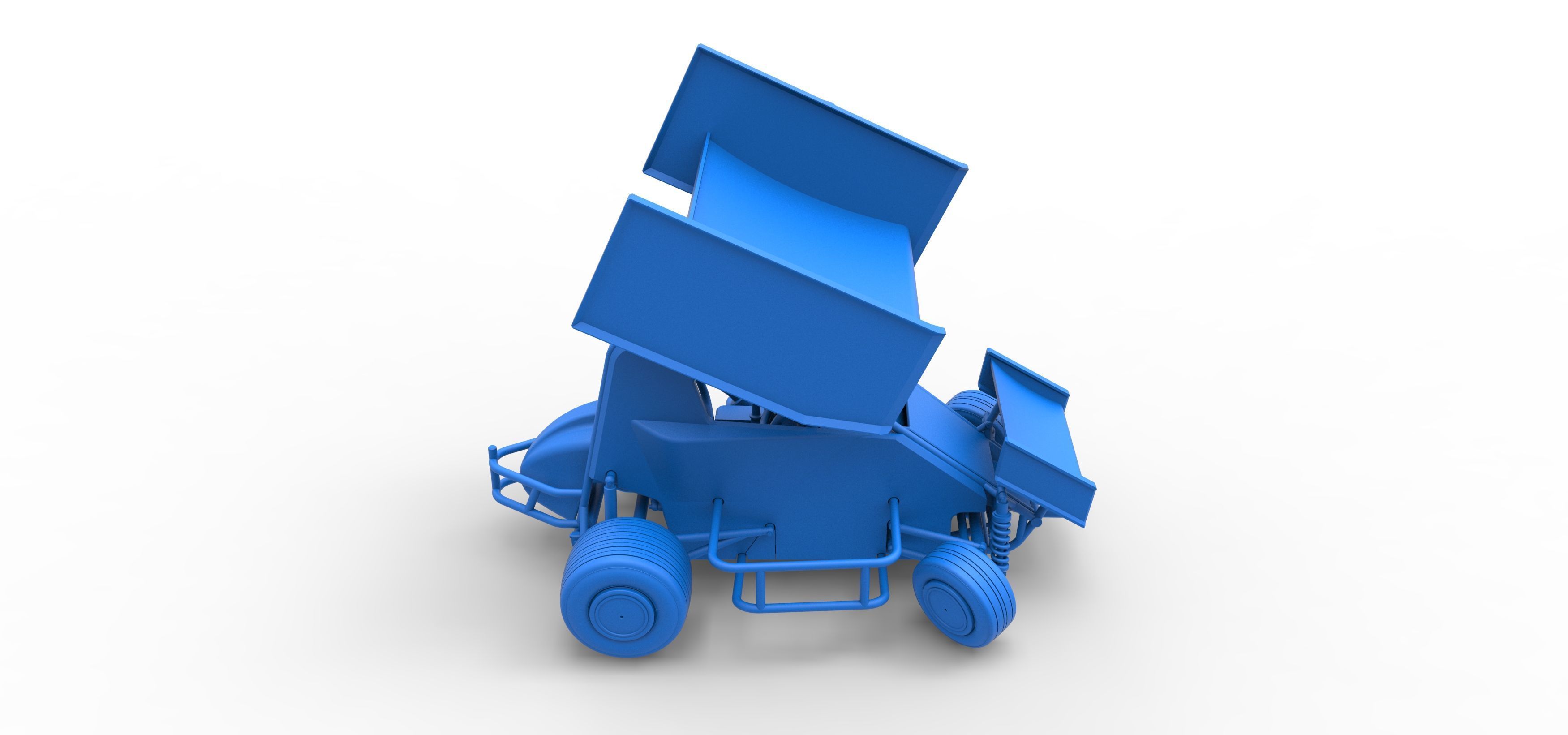 Winged 600 Micro sprint car while turning Scale 1 to 25 3D print model_51