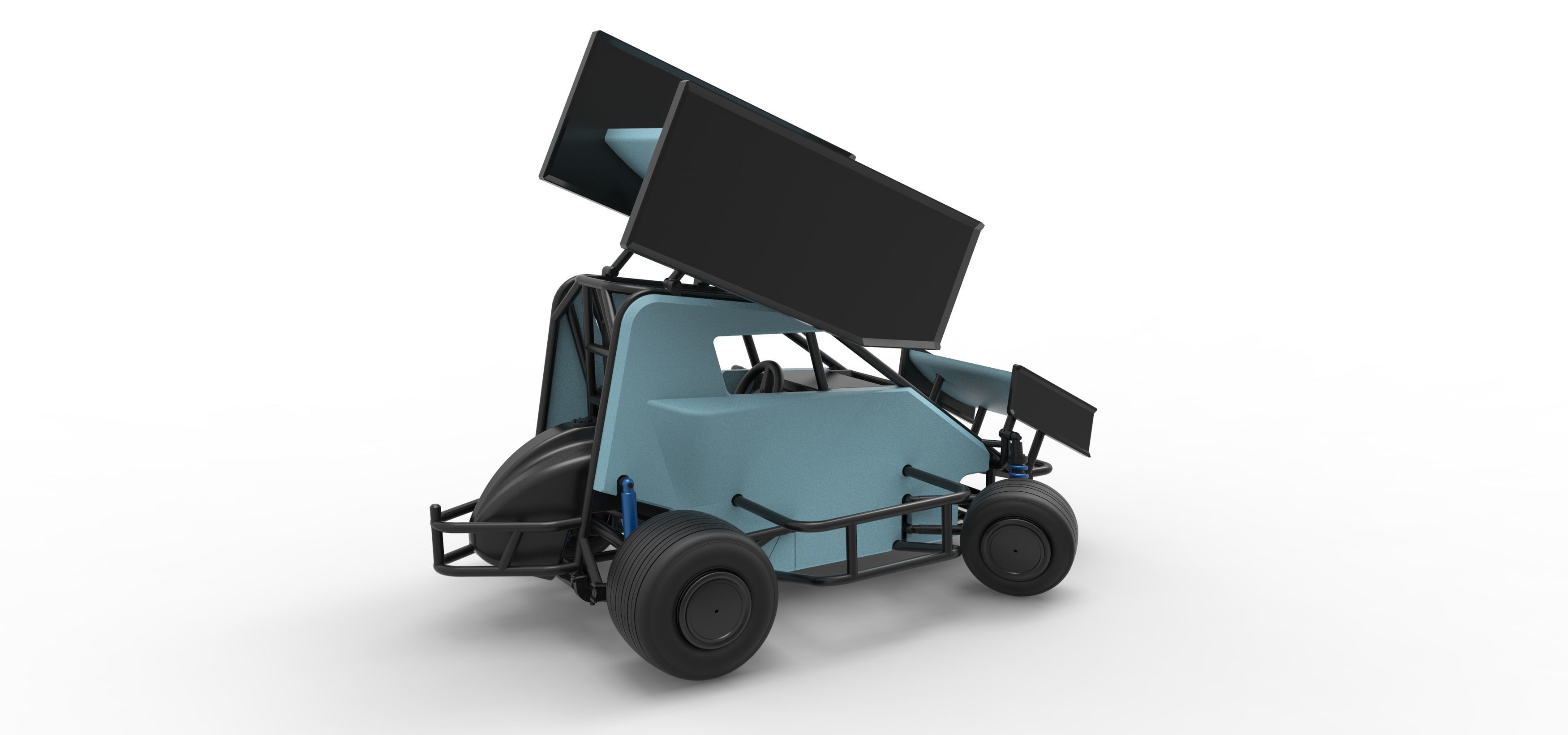 Winged 600 Micro sprint car while turning Scale 1 to 25 3D print model_20