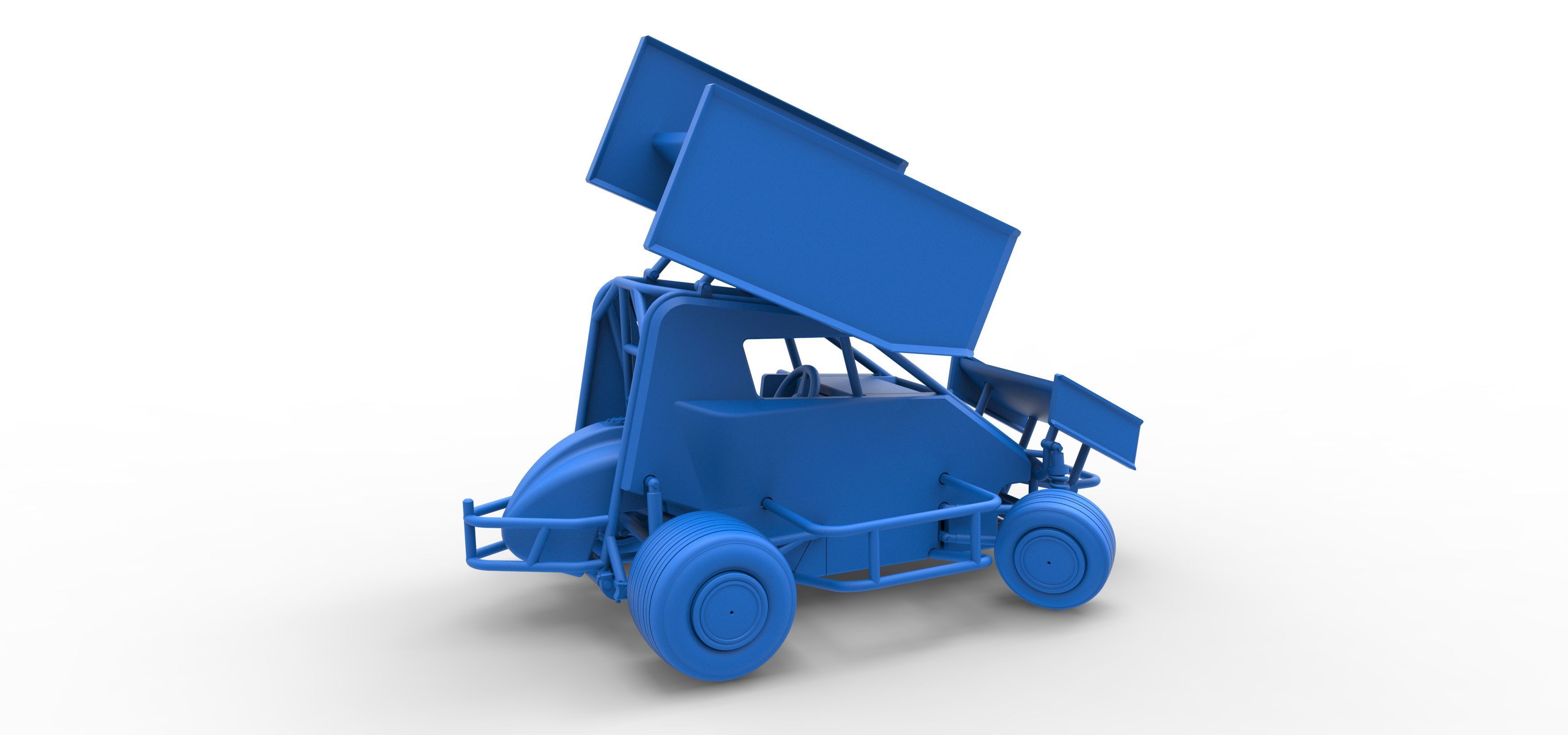 Winged 600 Micro sprint car while turning Scale 1 to 25 3D print model_48