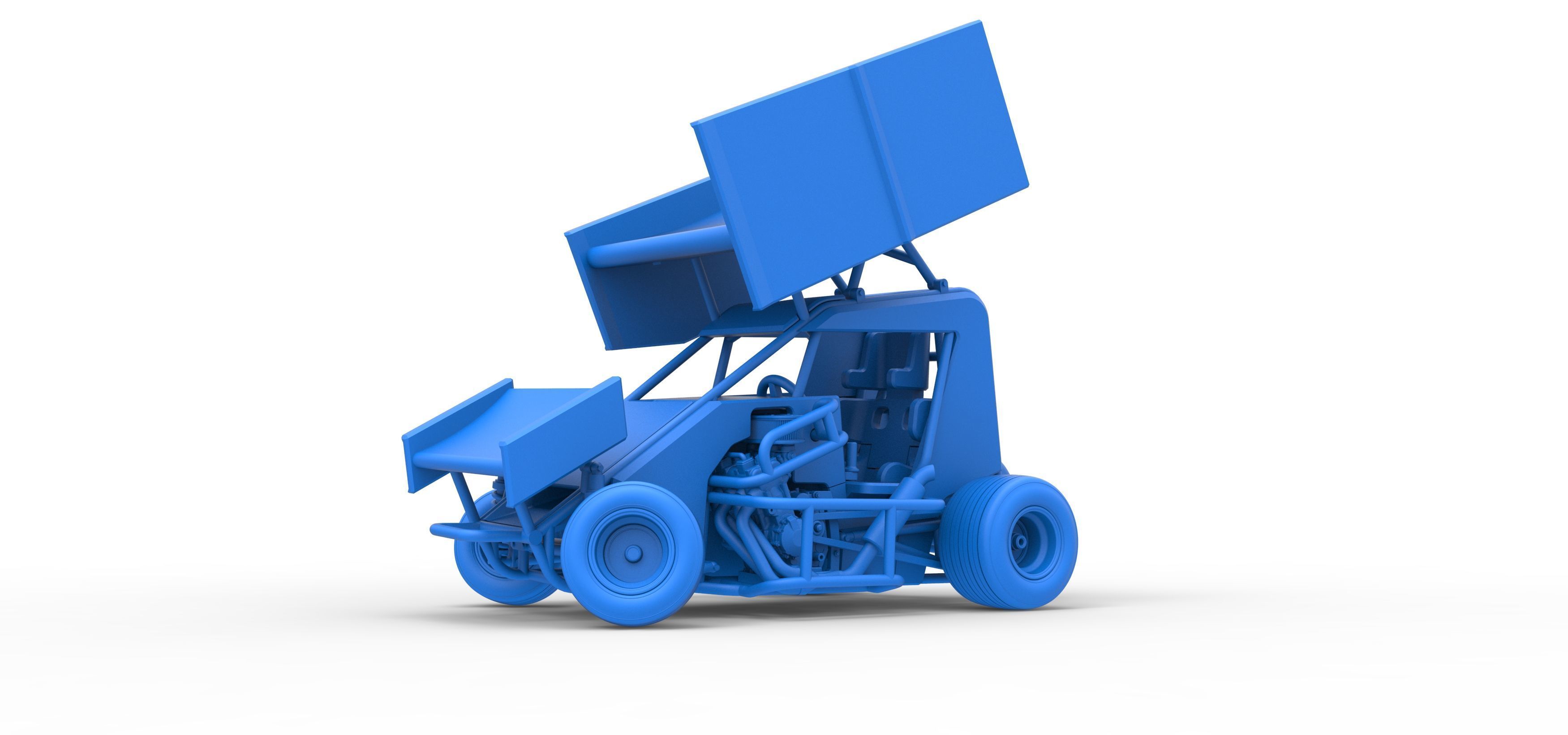 Winged 600 Micro sprint car while turning Scale 1 to 25 3D print model_30