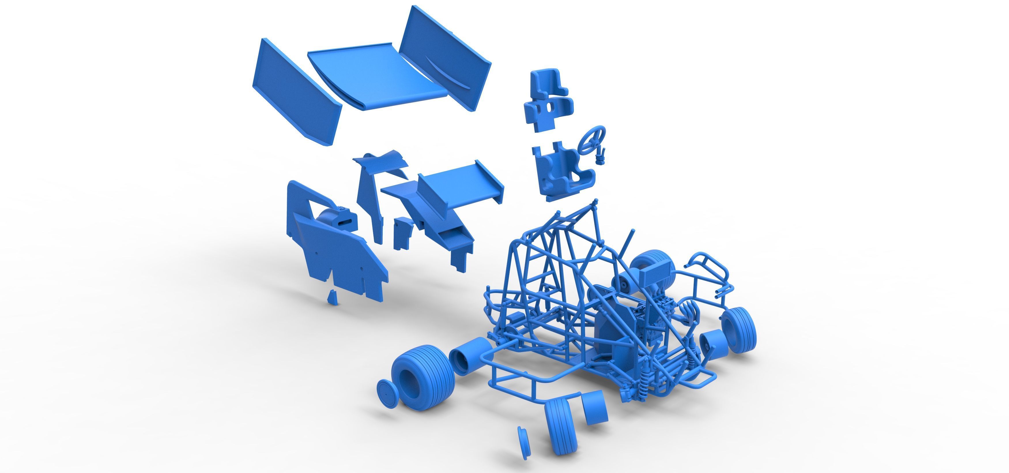 Winged 600 Micro sprint car while turning Scale 1 to 25 3D print model_66
