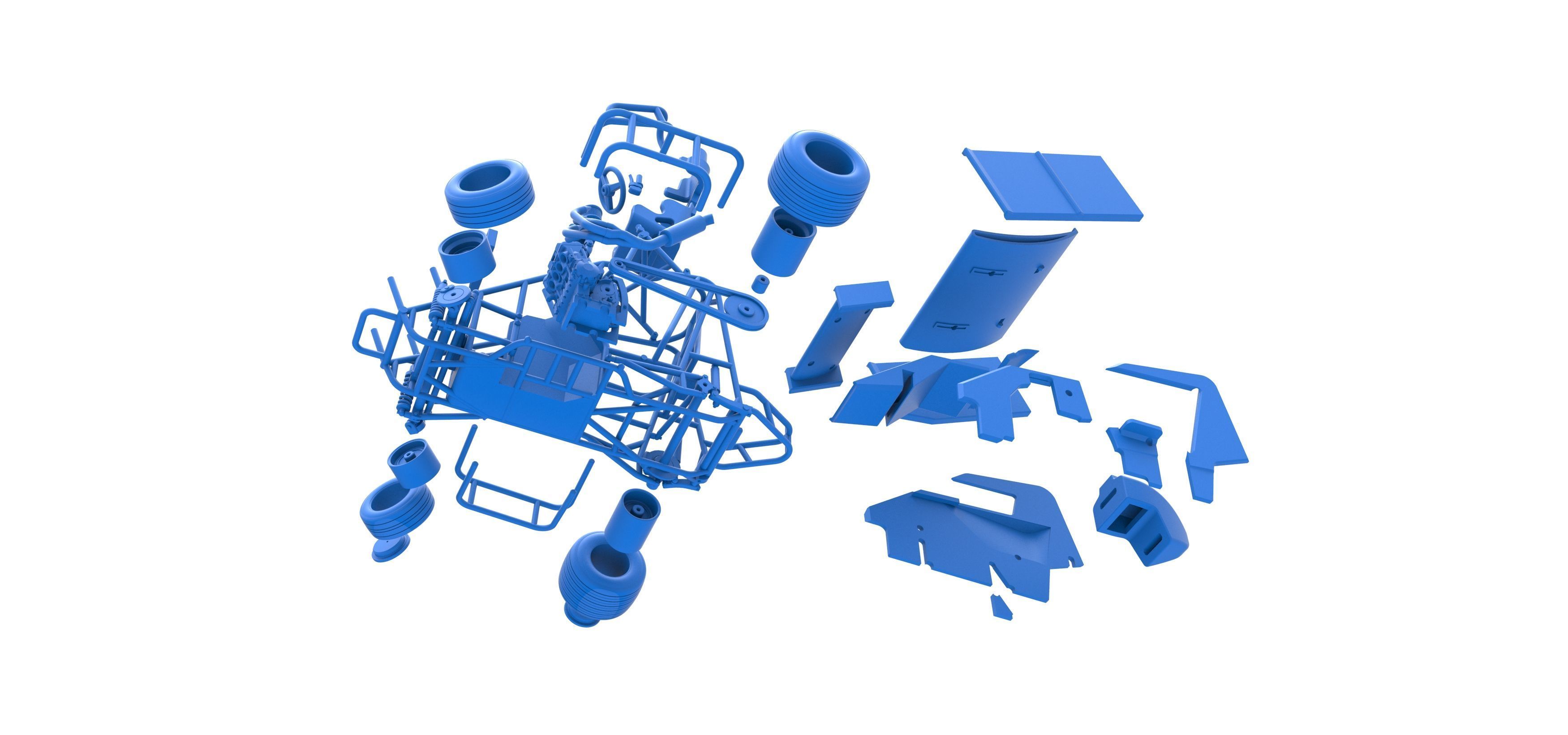 Winged 600 Micro sprint car while turning Scale 1 to 25 3D print model_58