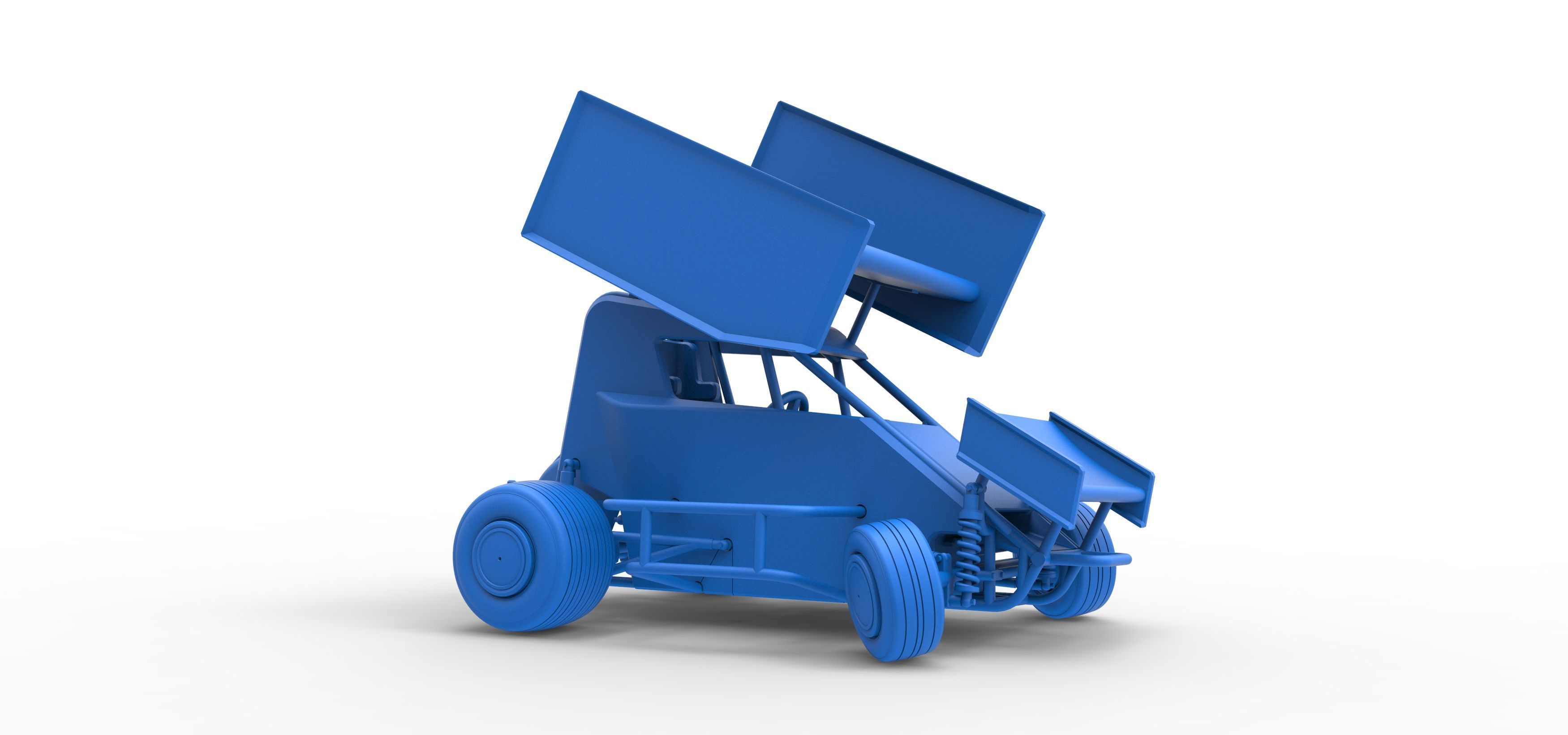 Winged 600 Micro sprint car while turning Scale 1 to 25 3D print model_53