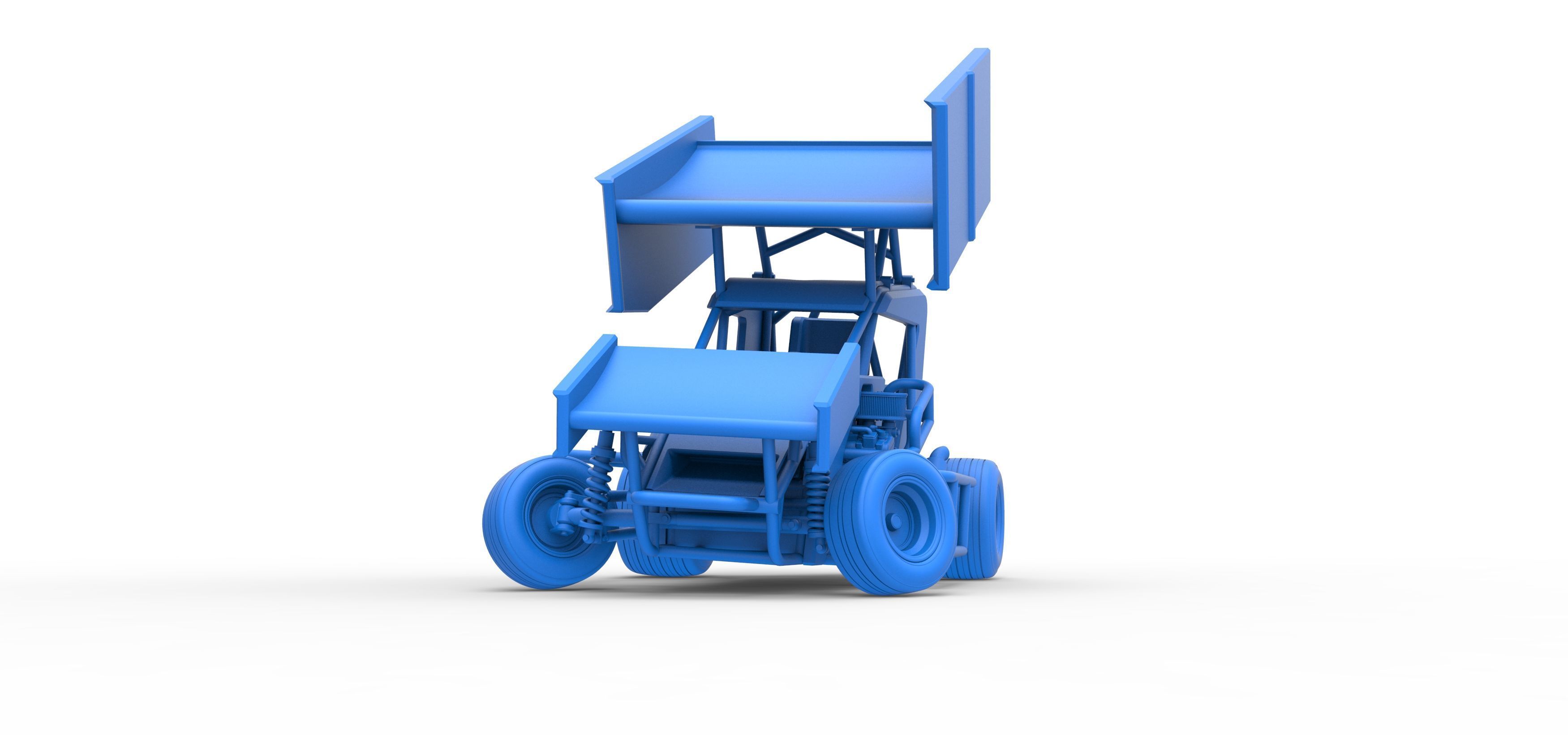 Winged 600 Micro sprint car while turning Scale 1 to 25 3D print model_34