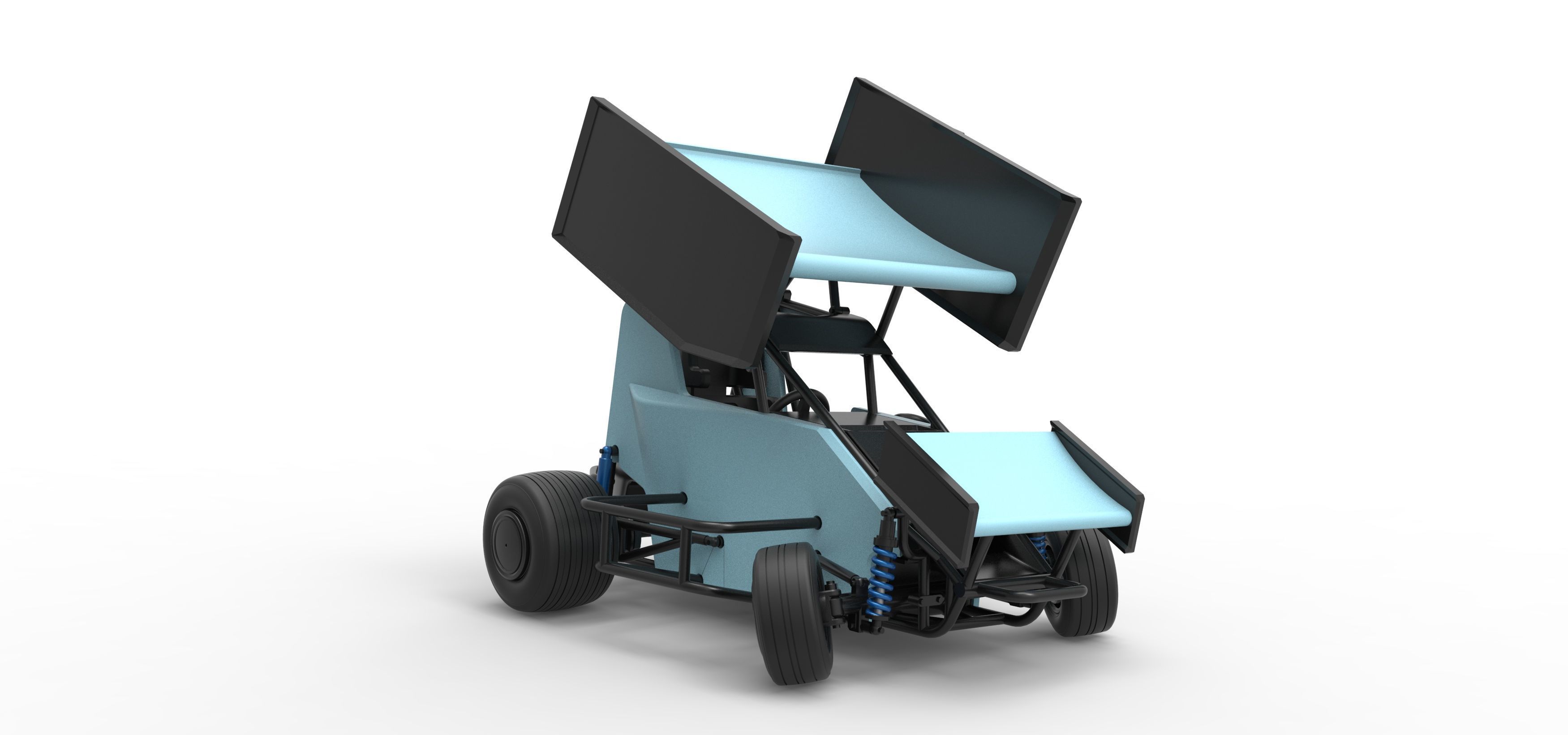 Winged 600 Micro sprint car while turning Scale 1 to 25 3D print model_26