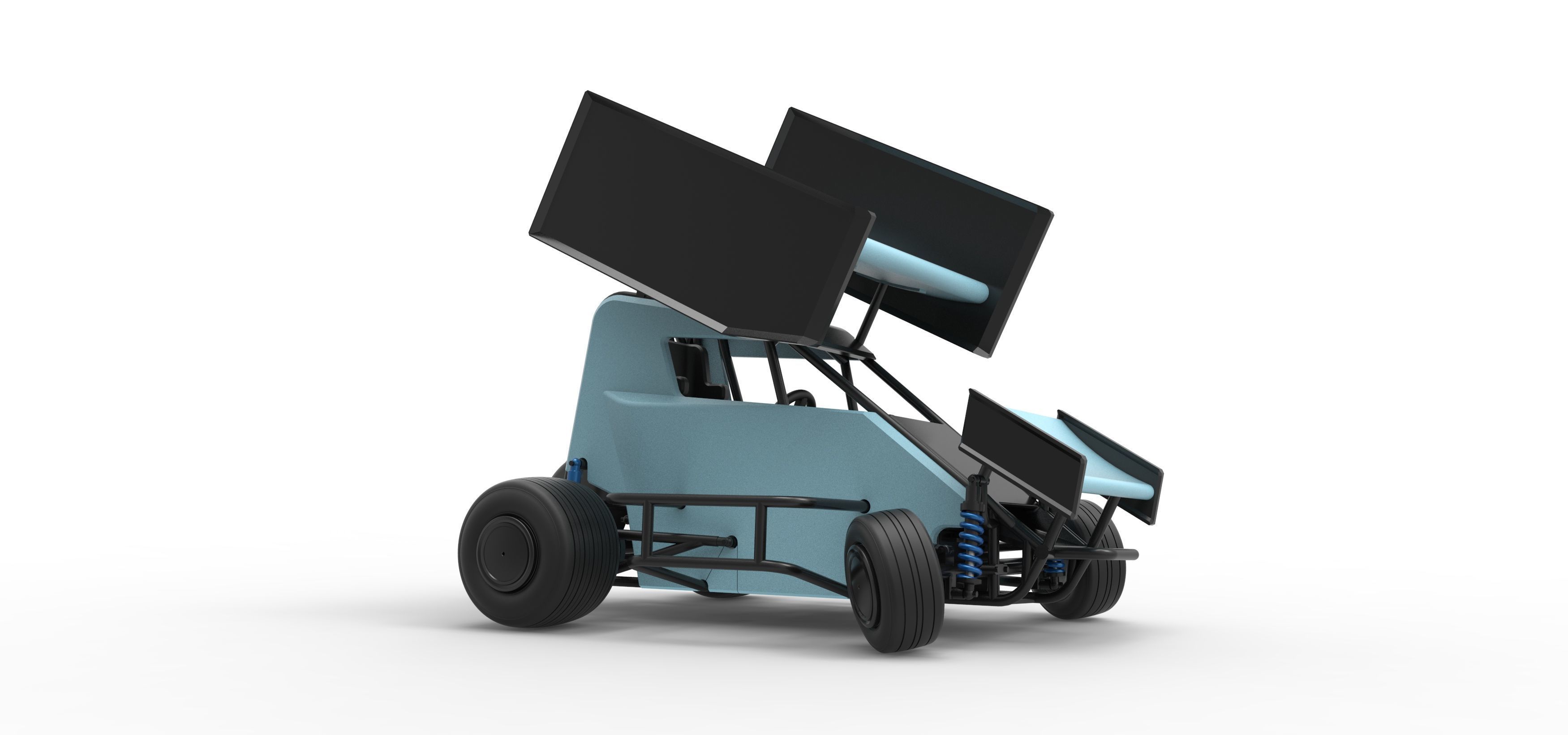 Winged 600 Micro sprint car while turning Scale 1 to 25 3D print model_25